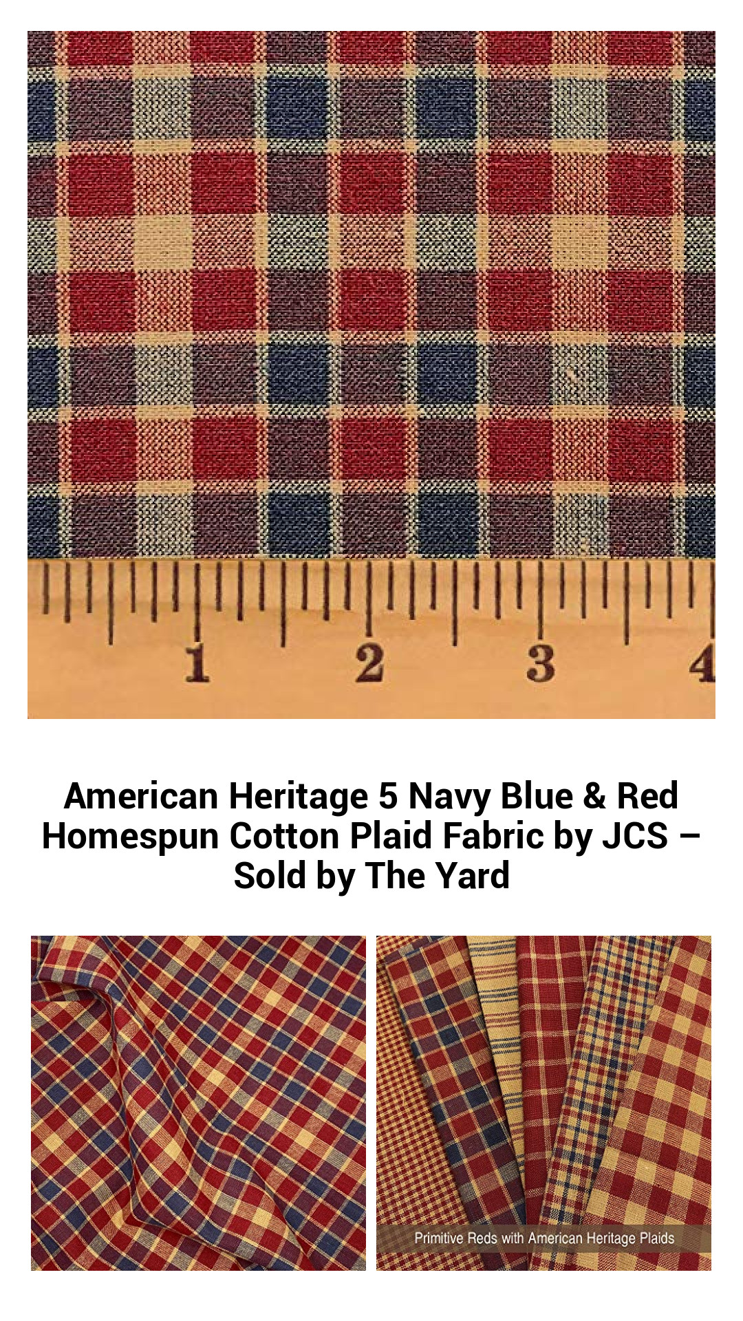 American Heritage 5 Navy Blue & Red Homespun Cotton Plaid Fabric by JCS – Sold by The Yard American Heritage 5 Navy Blue & Red Homespun Cotton Plaid Fabric by JCS – Sold by The Yard