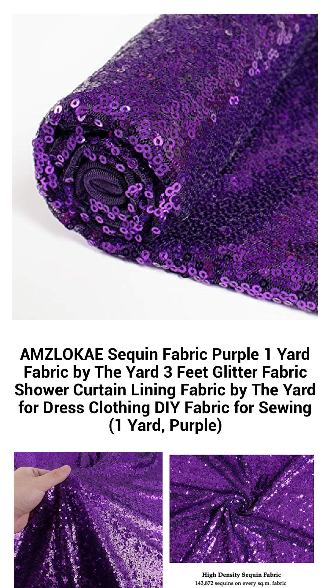 AMZLOKAE Sequin Fabric Purple 1 Yard Fabric by The Yard 3 Feet Glitter Fabric Shower Curtain Lining Fabric by The Yard for Dress Clothing DIY Fabric for Sewing (1 Yard, Purple) AMZLOKAE Sequin Fabric Purple 1 Yard Fabric by The Yard 3 Feet Glitter Fabric Shower Curtain Lining Fabric by The Yard for Dress Clothing DIY Fabric for Sewing (1 Yard, Purple)