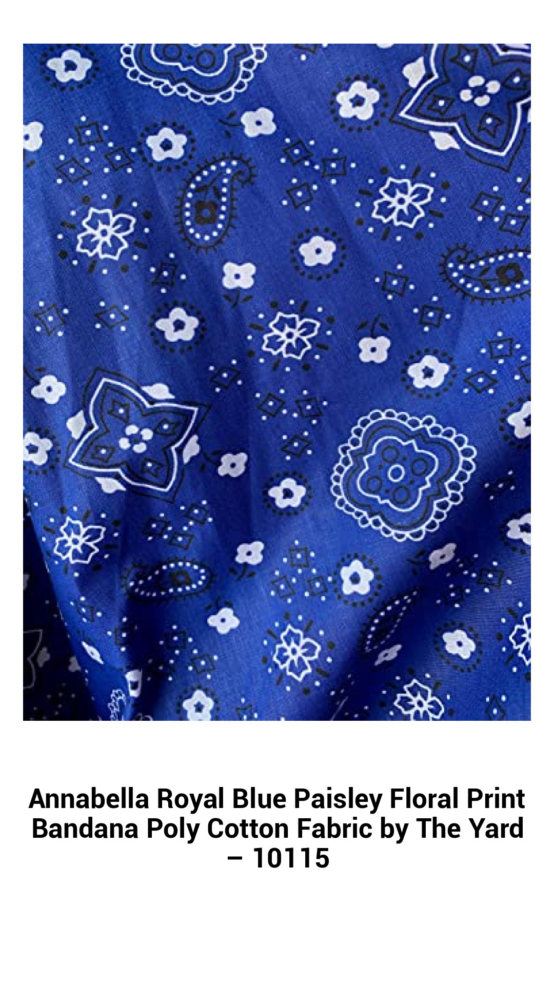 Exquisite Royal Blue Paisley Floral Cotton-Poly Fabric by the Yard – Perfect for Crafts, Apparel, and Home Décor