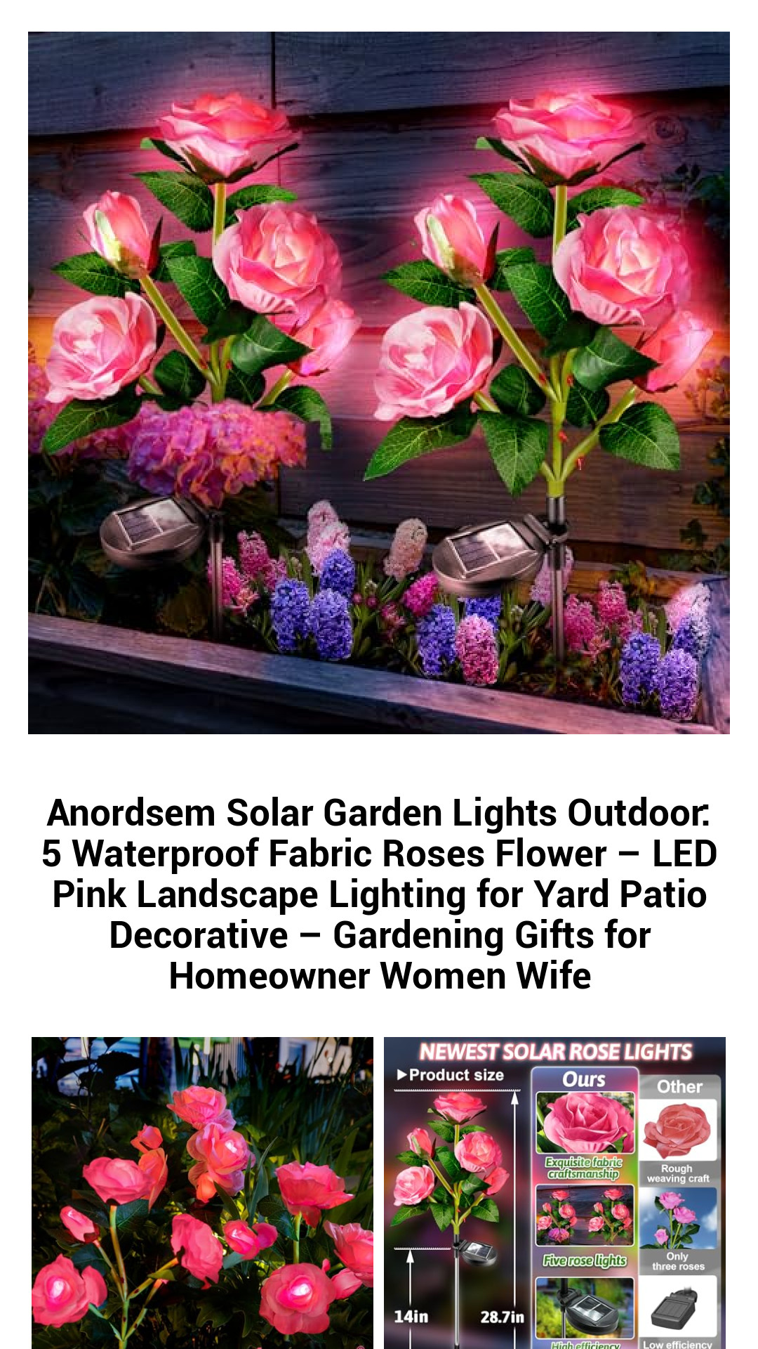 Enchanting Solar-Powered Fabric Rose Lights – 5 Waterproof LED Flowers for Stunning Outdoor Décor – Perfect Gardening Gifts for Women and Homeowners