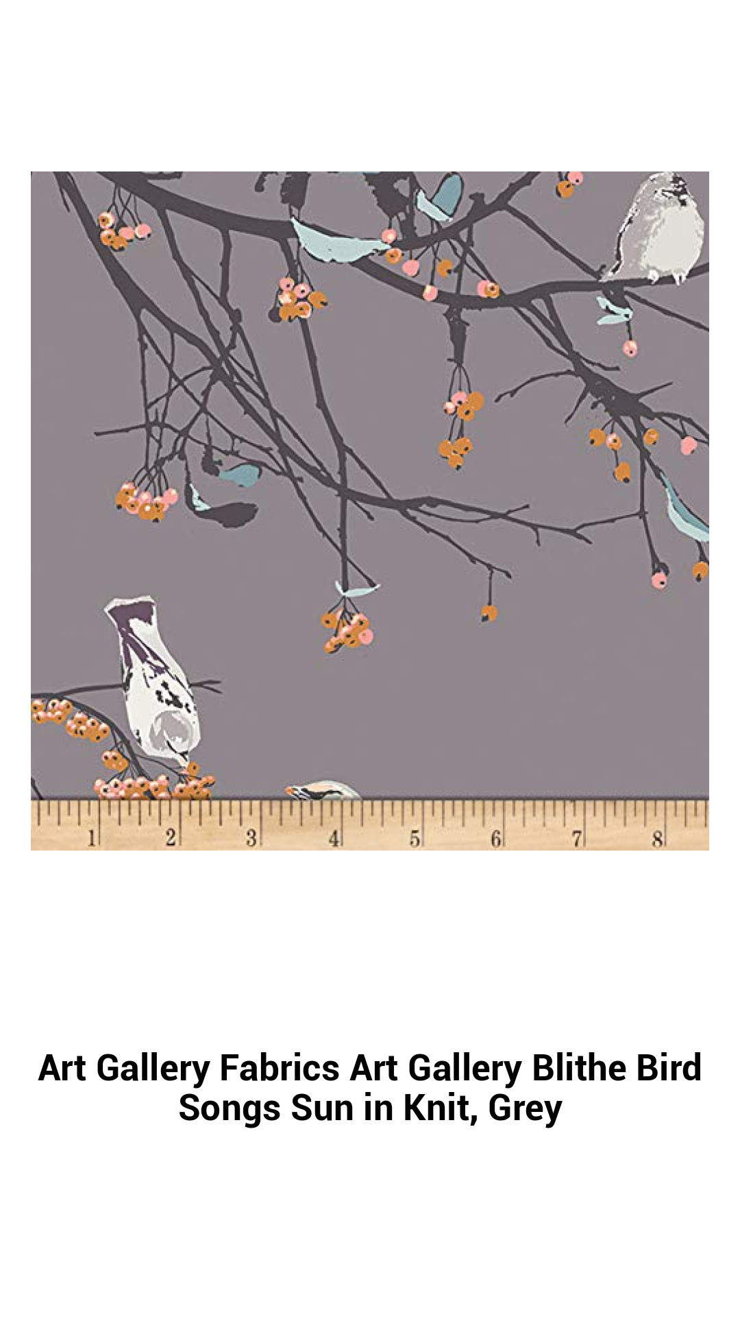 Luxurious Blithe Bird Songs Knit Fabric by Art Gallery Fabrics - Versatile Grey Stretch Cotton for Stylish Apparel