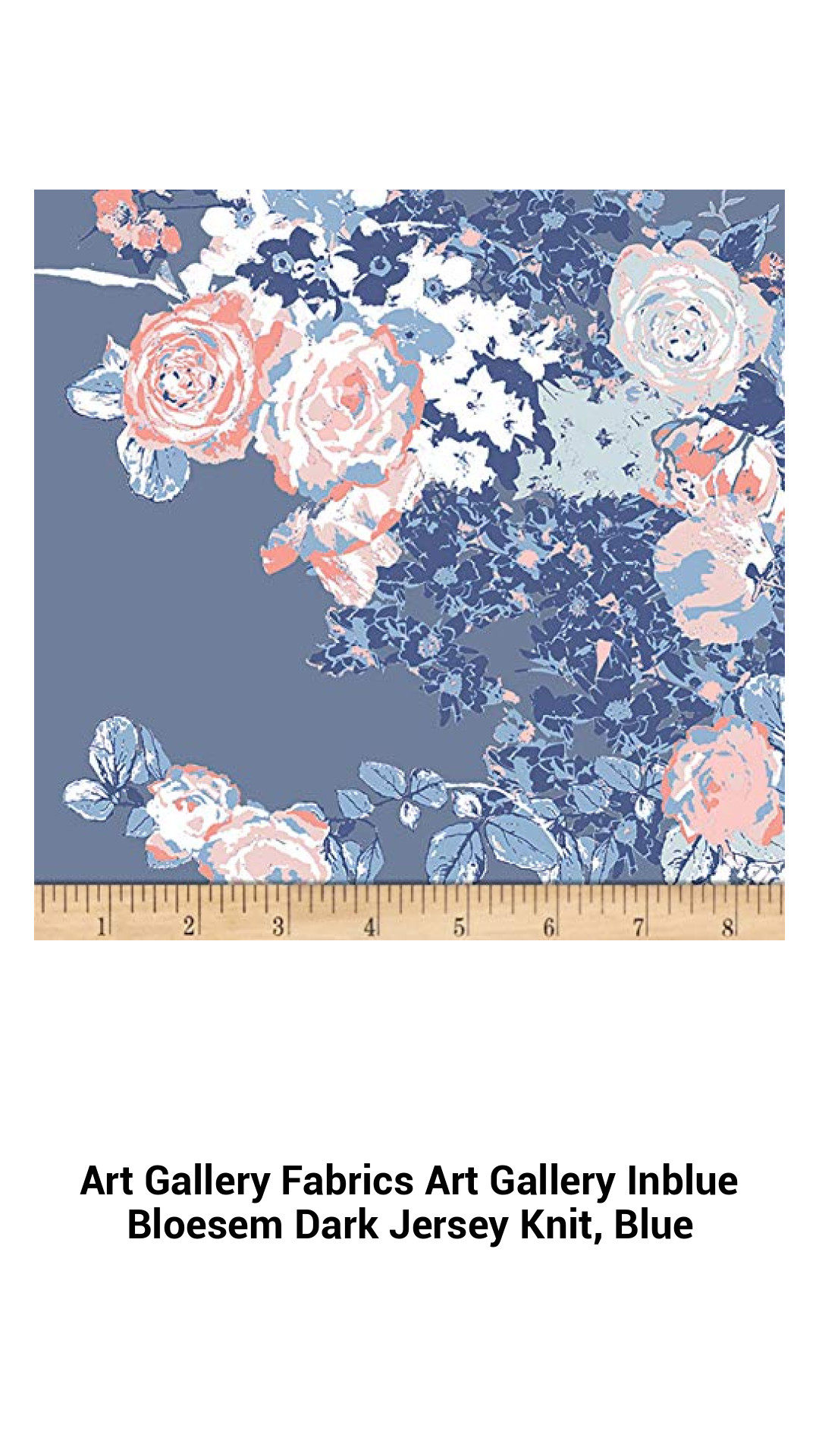 Luxurious Blue Bloesem Dark Jersey Knit Fabric by Art Gallery Fabrics - Perfect for T-Shirts, Leggings, and Loungewear