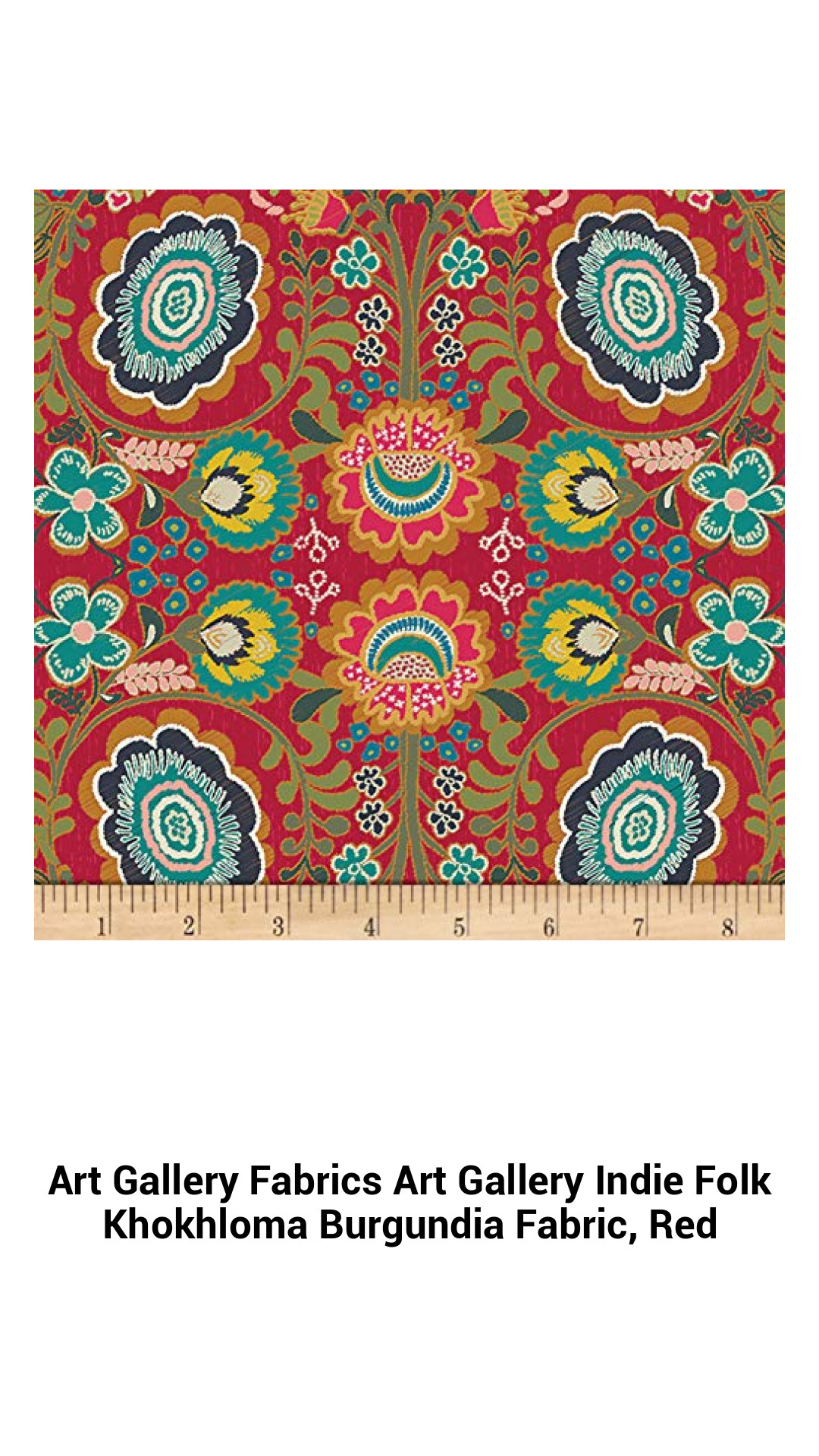 Art Gallery Fabrics Art Gallery Indie Folk Khokhloma Burgundia Fabric, Red Art Gallery Fabrics Art Gallery Indie Folk Khokhloma Burgundia Fabric, Red