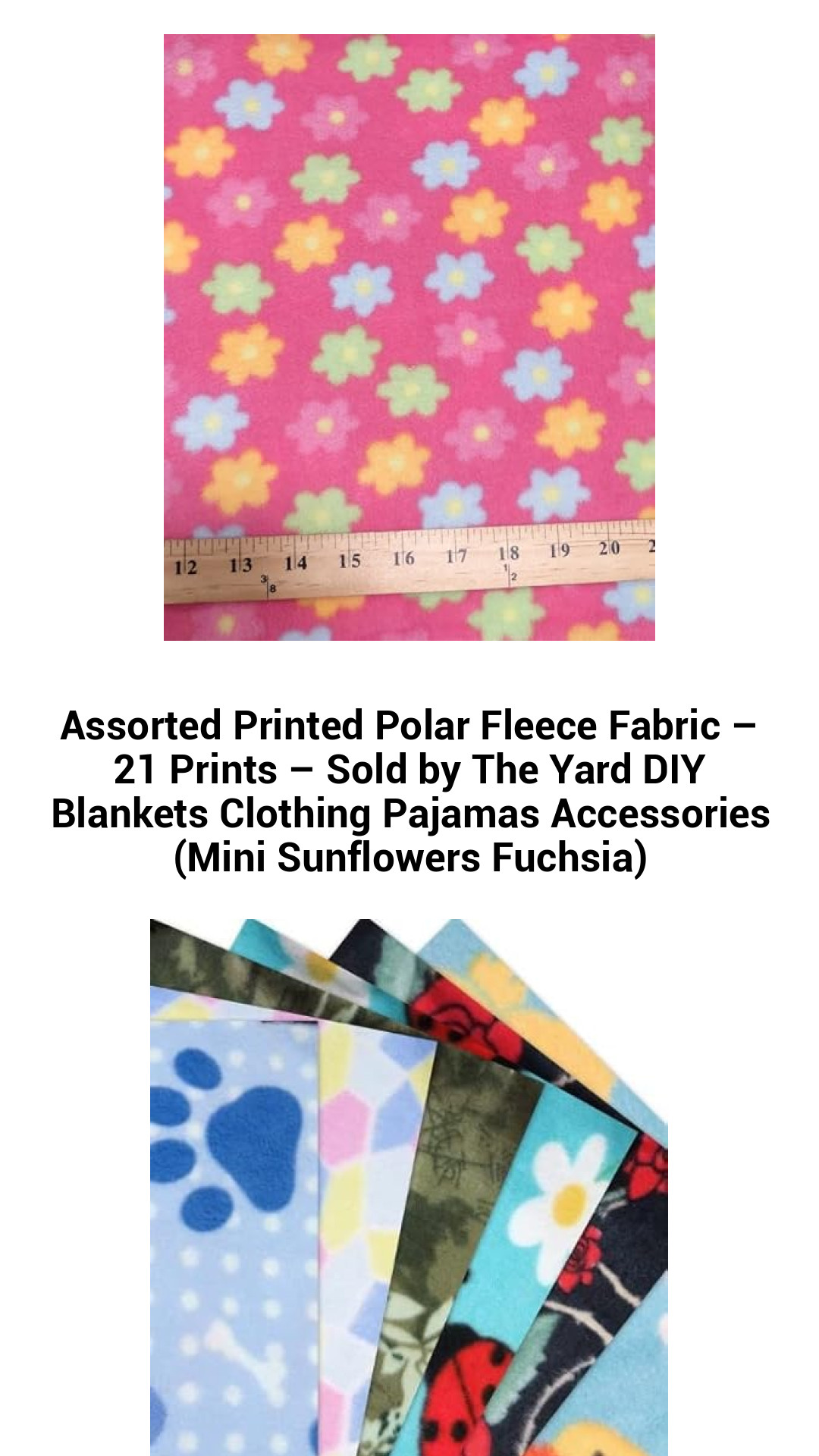 Cozy Assorted Printed Polar Fleece Fabric - 21 Vibrant Designs for DIY Projects, Blankets, Clothing & Accessories (Mini Sunflowers Fuchsia)