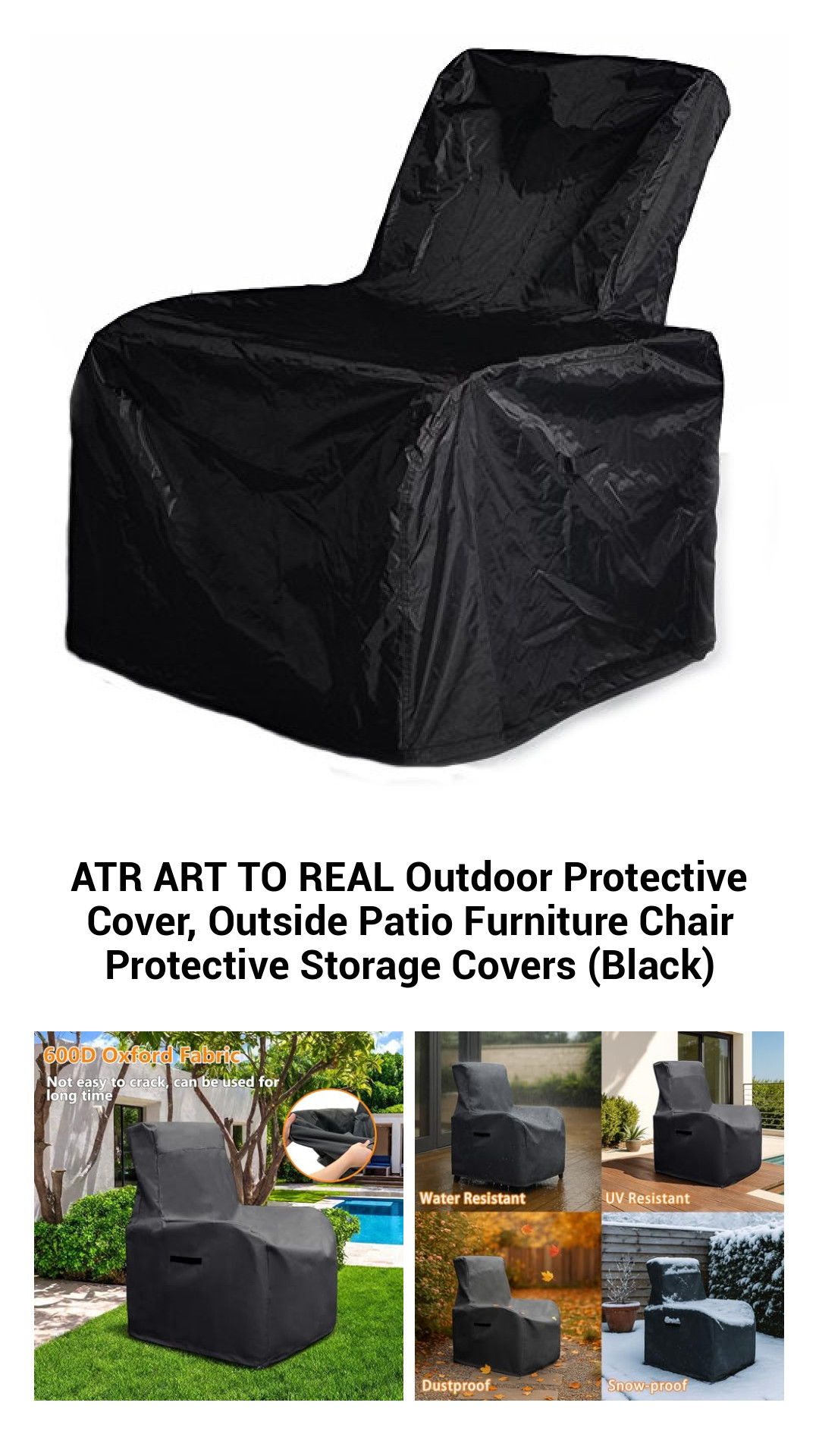 Premium Outdoor Patio Chair Cover - Durable 600D Waterproof Storage Protector for All Weather Conditions