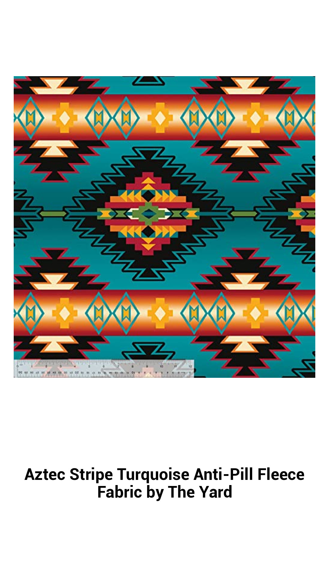 Vibrant Aztec Stripe Turquoise Anti-Pill Fleece Fabric - Premium Quality Fleece by the Yard for Crafting and Apparel