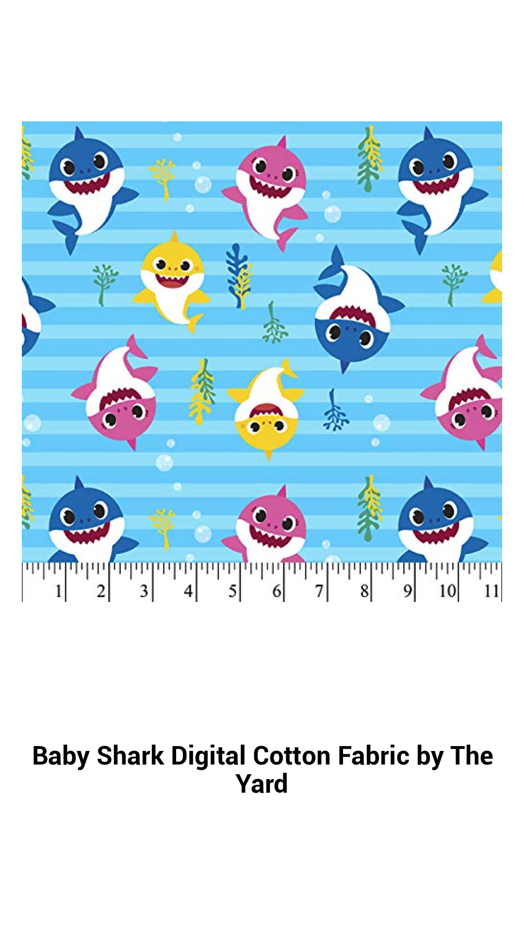 Baby Shark Digital Cotton Fabric by The Yard Baby Shark Digital Cotton Fabric by The Yard