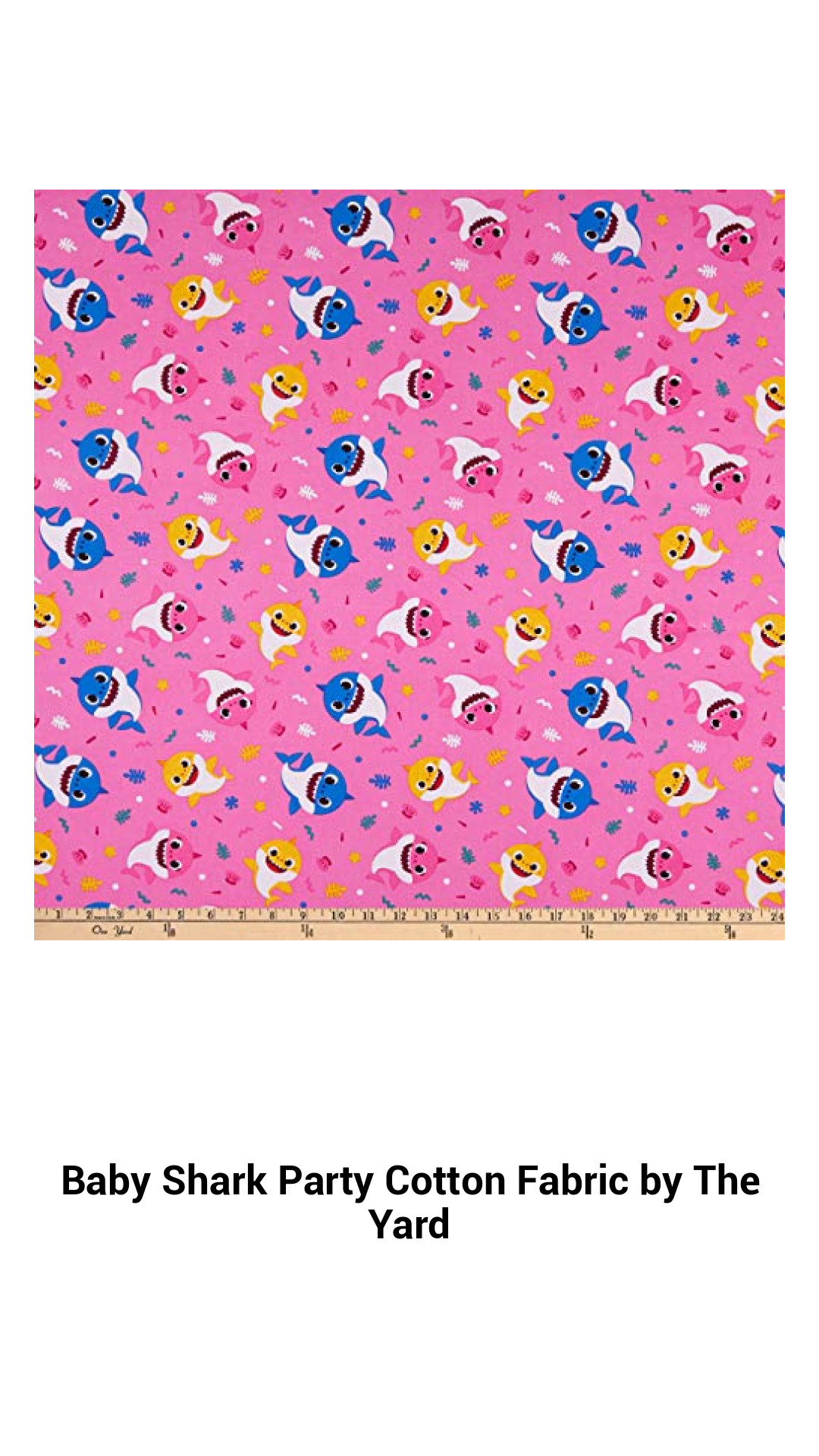 Baby Shark Party Cotton Fabric by The Yard Baby Shark Party Cotton Fabric by The Yard