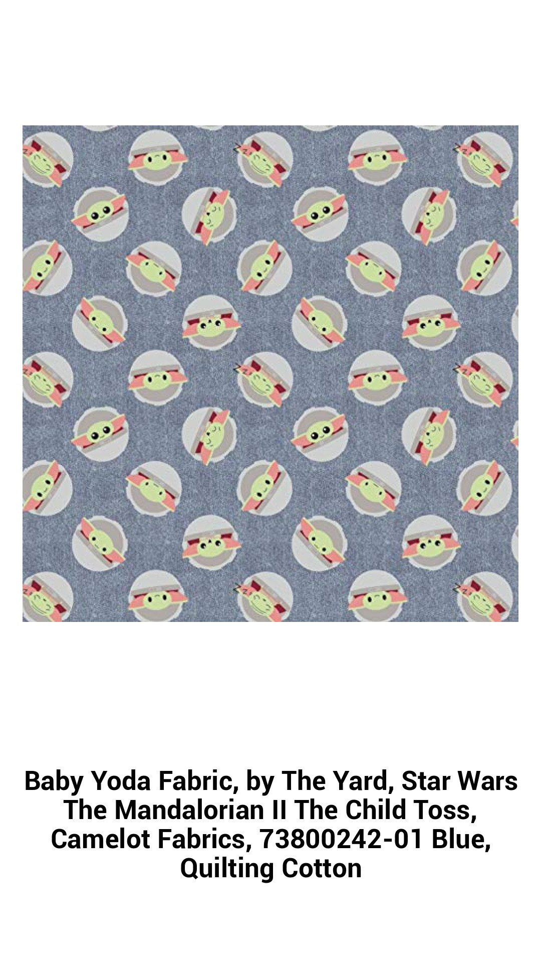 Baby Yoda Fabric by the Yard - Star Wars Mandalorian II The Child Toss Print - Premium Quilting Cotton in Sky Blue