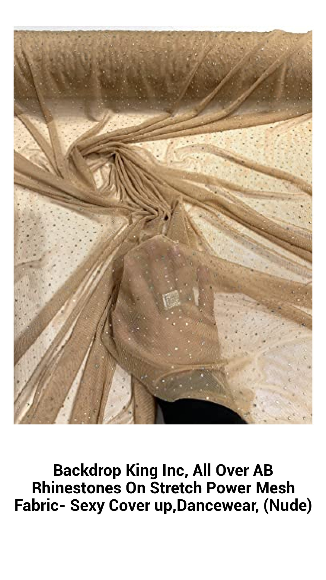 Sparkling AB Rhinestones on Stretch Power Mesh Fabric - Versatile Dancewear & Elegant Cover-Up in Nude