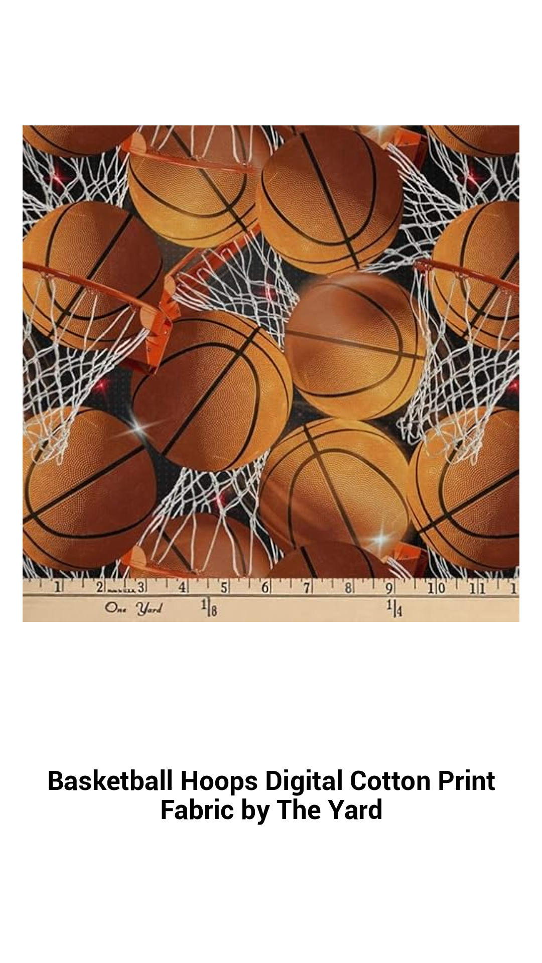 Basketball Hoops Digital Cotton Print Fabric by The Yard Basketball Hoops Digital Cotton Print Fabric by The Yard