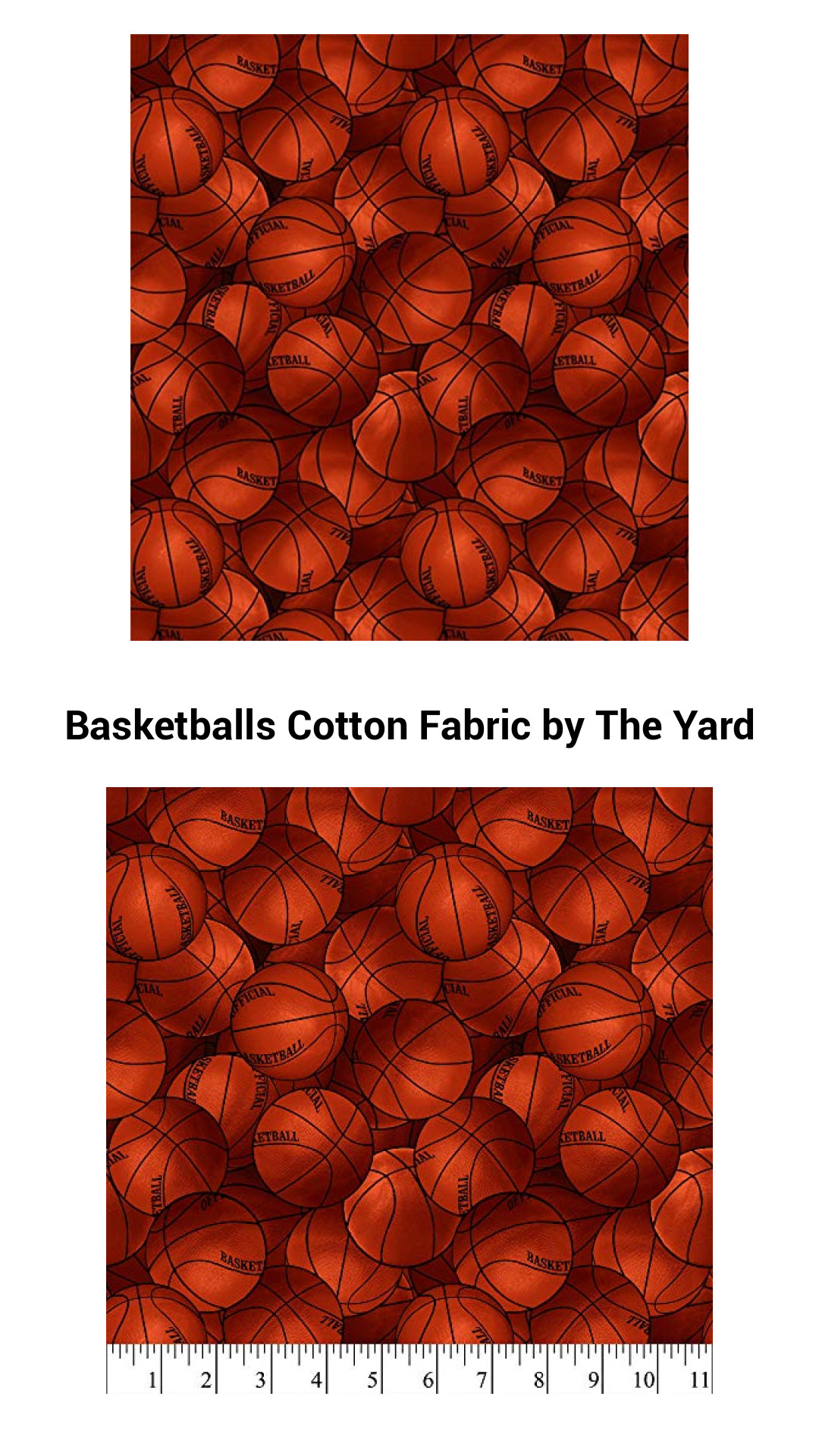 Basketballs Cotton Fabric by The Yard Basketballs Cotton Fabric by The Yard
