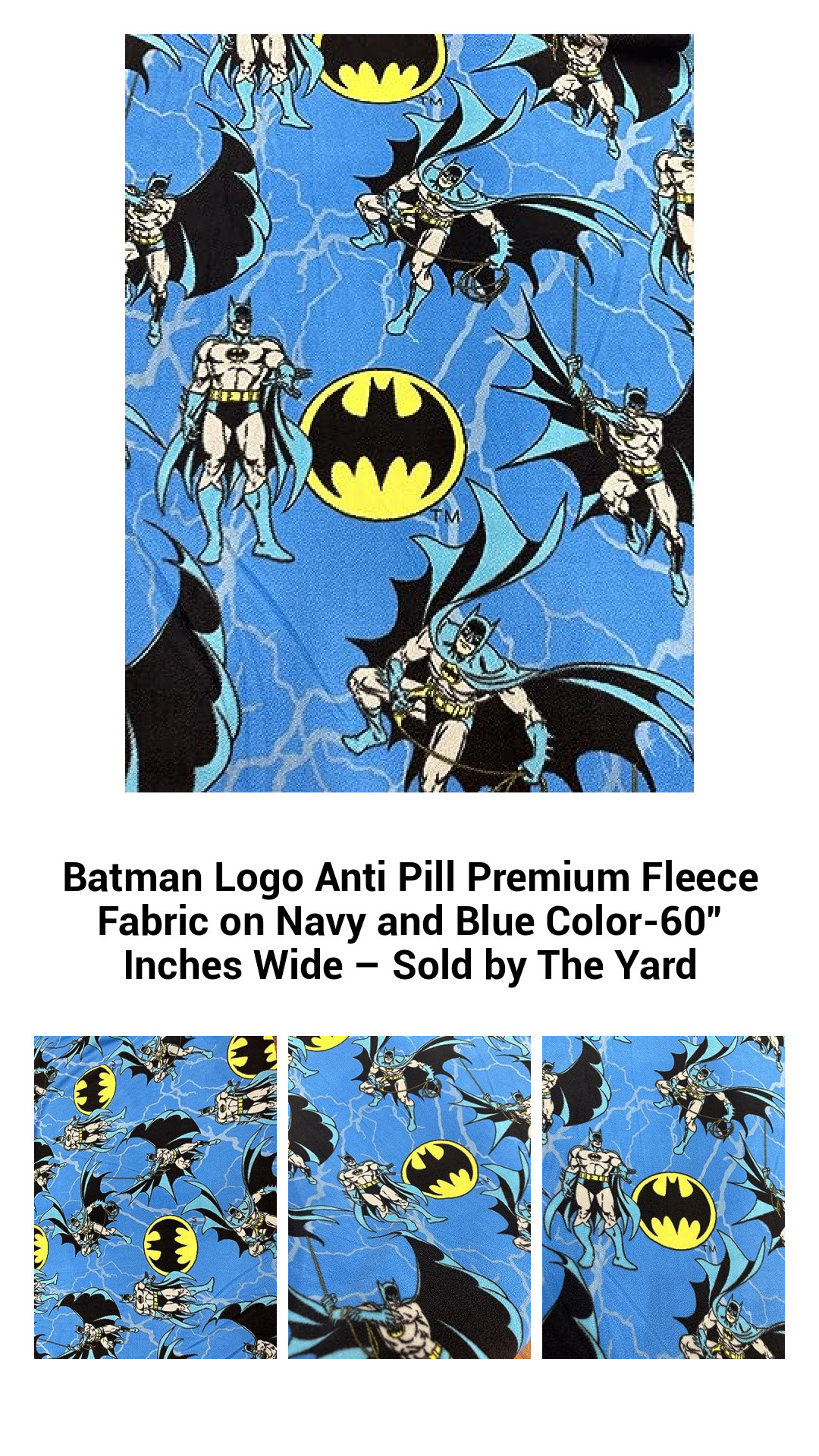 Batman Logo Anti Pill Premium Fleece Fabric on Navy and Blue Color-60” Inches Wide – Sold by The Yard Batman Logo Anti Pill Premium Fleece Fabric on Navy and Blue Color-60” Inches Wide – Sold by The Yard