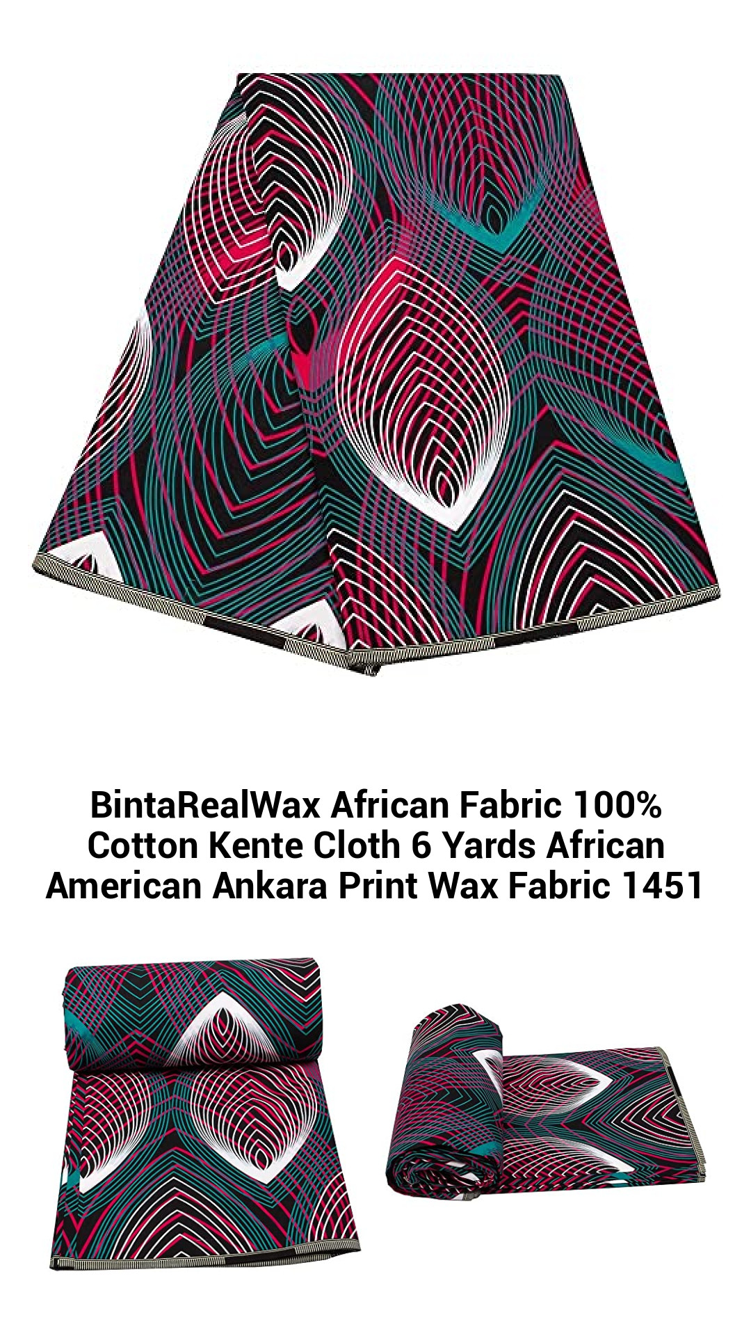 Vibrant Kente Cloth 100% Cotton African Fabric - 6 Yards of Exquisite Ankara Print for DIY Fashion and Home Décor