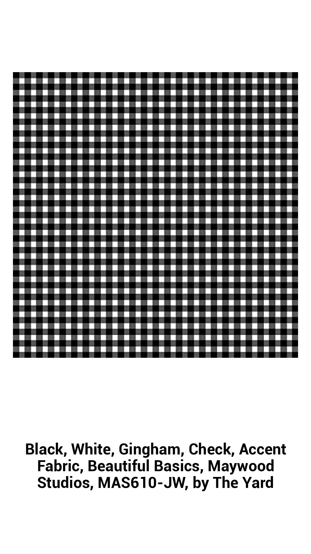 Stylish Black and White Gingham Check Fabric by Maywood Studios – Premium Quality Cotton Accent Material Sold by the Yard