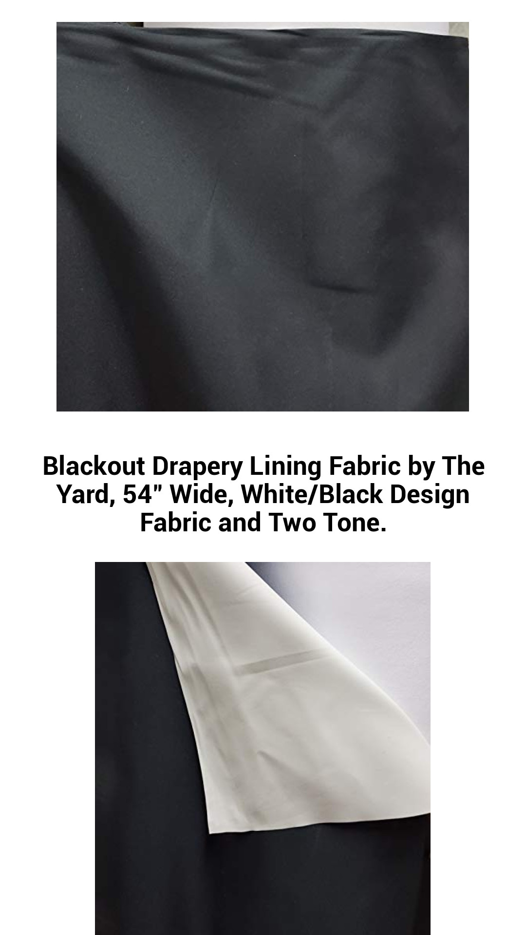 Blackout Drapery Lining Fabric by The Yard, 54" Wide, White/Black Design Fabric and Two Tone. Blackout Drapery Lining Fabric by The Yard, 54" Wide, White/Black Design Fabric and Two Tone.