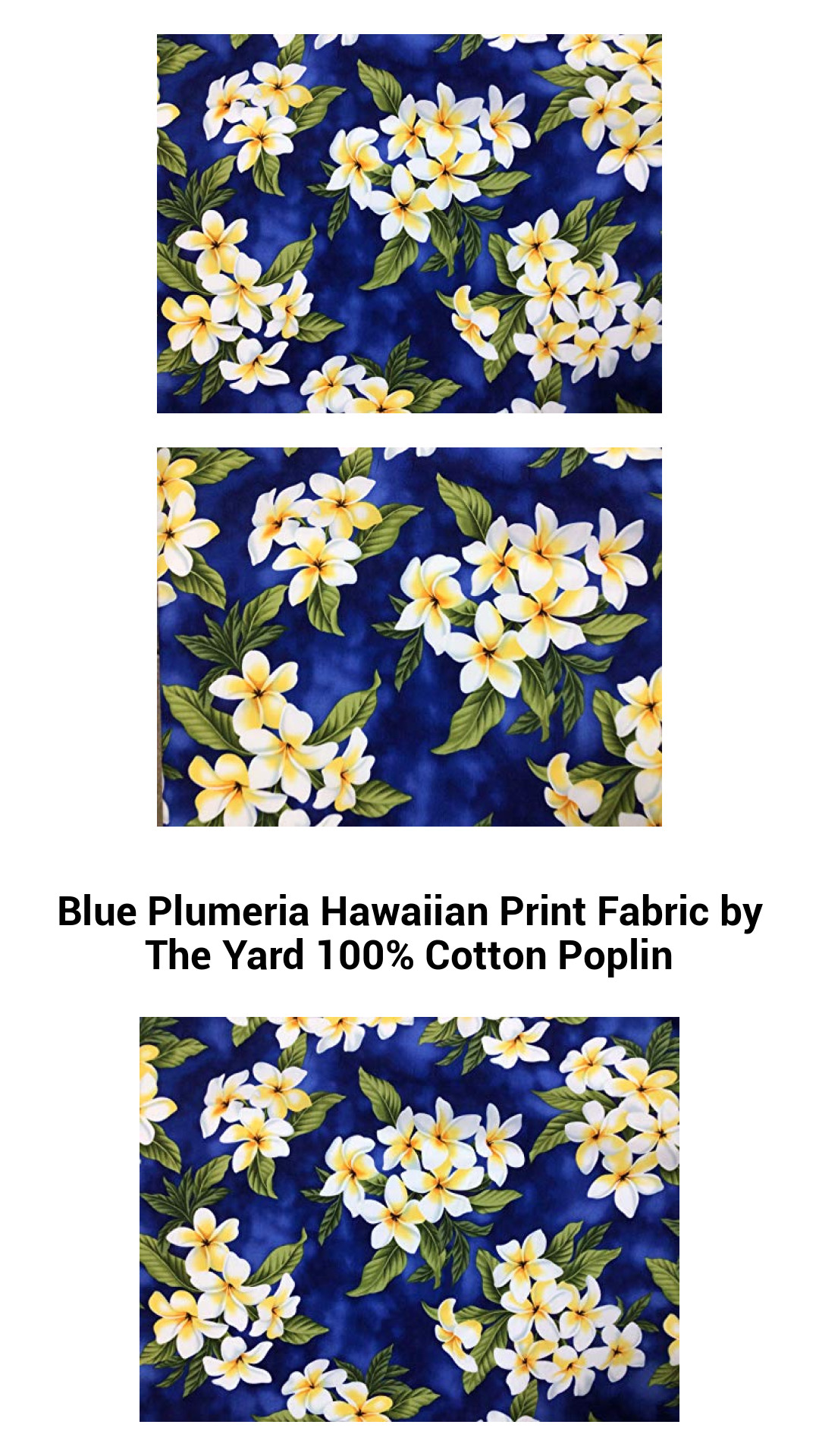 Blue Plumeria Hawaiian Print Fabric by The Yard 100% Cotton Poplin Blue Plumeria Hawaiian Print Fabric by The Yard 100% Cotton Poplin