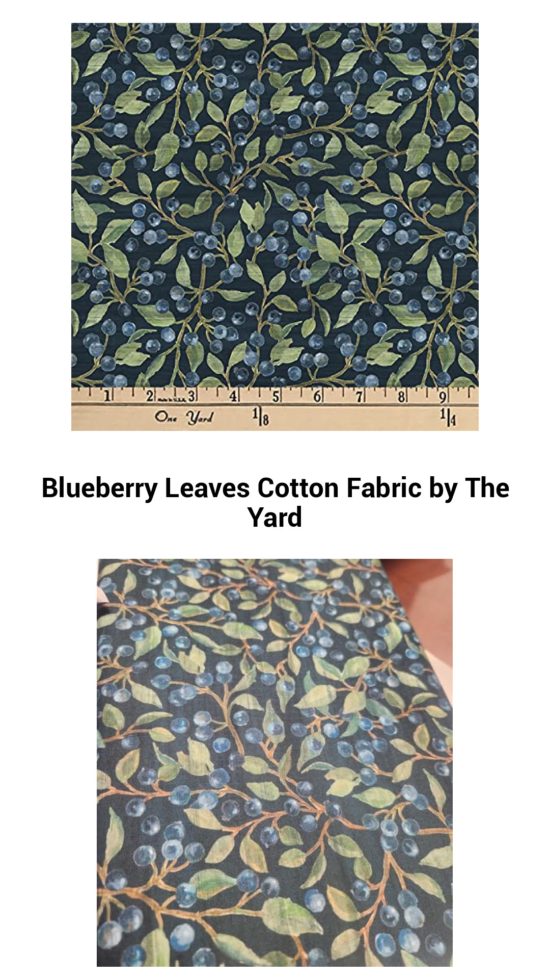 Luxurious Blueberry Leaves Cotton Fabric - Premium Quality by The Yard for Quilting and Crafts
