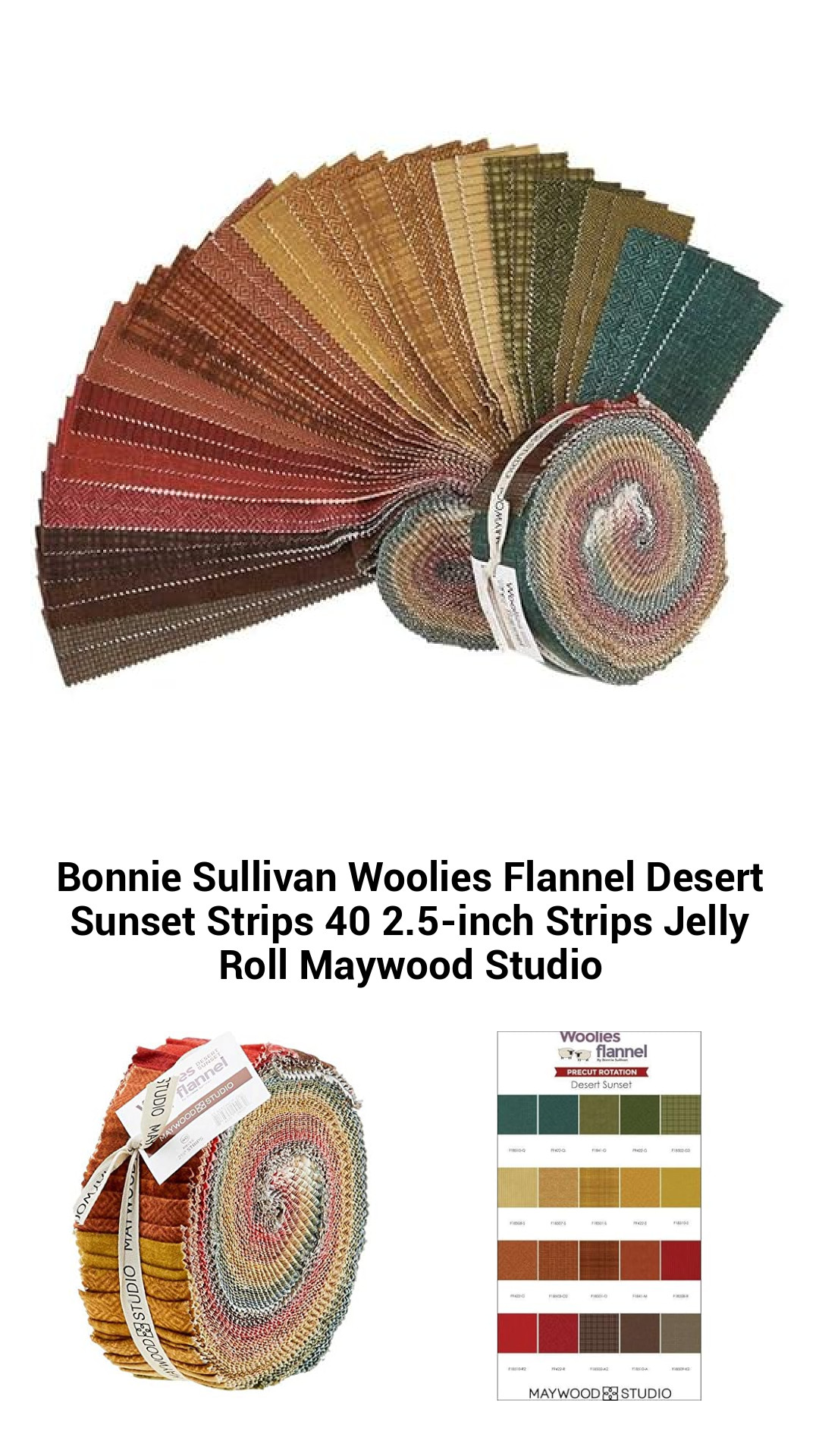Bonnie Sullivan's Woolies Flannel Desert Sunset Jelly Roll - 40 Premium 2.5-Inch Strips of Cozy Cotton by Maywood Studio