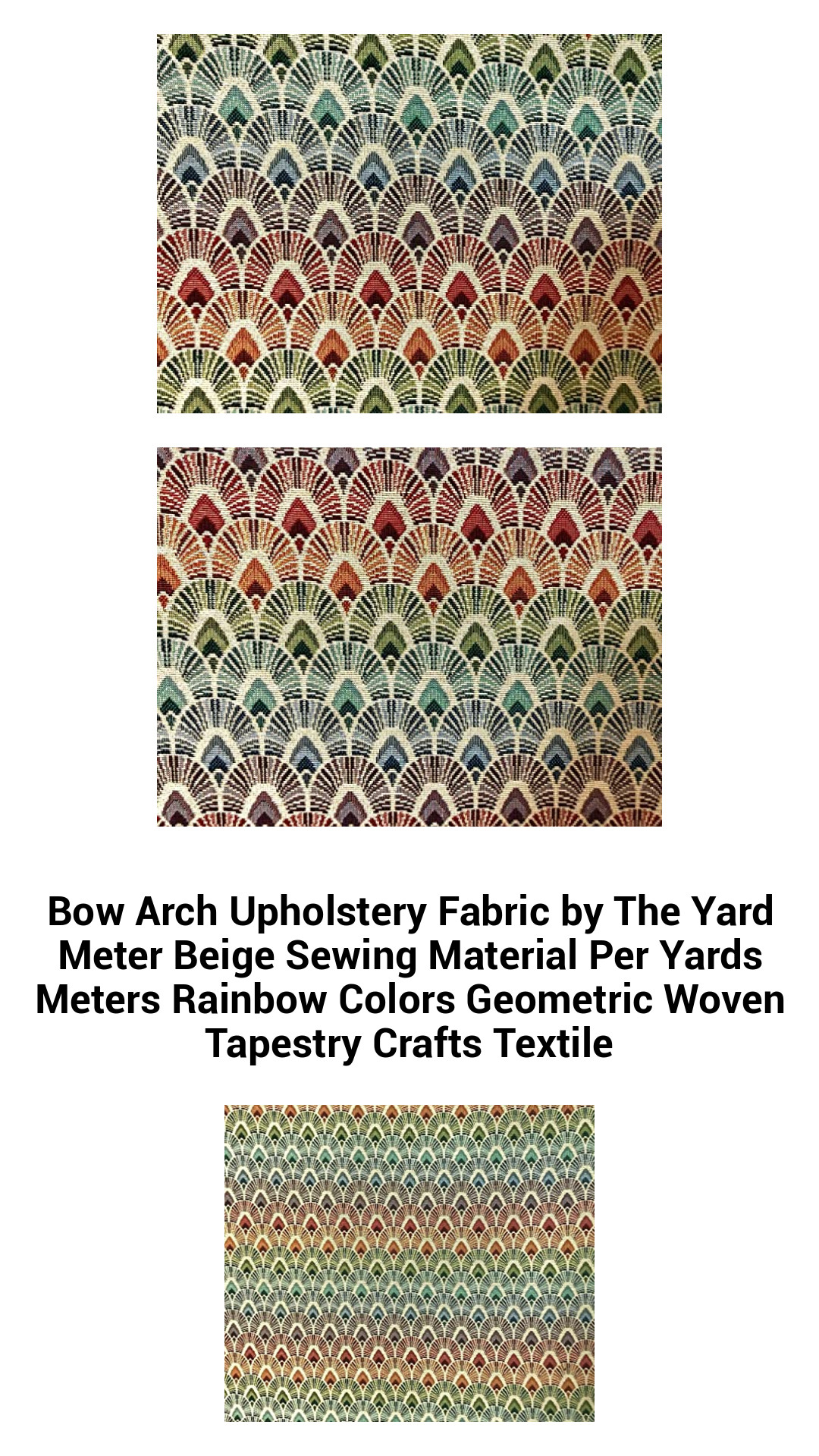 Vibrant Bow Arch Geometric Upholstery Fabric - Premium Woven Tapestry in Beige and Rainbow Colors for Crafting and Home Decor