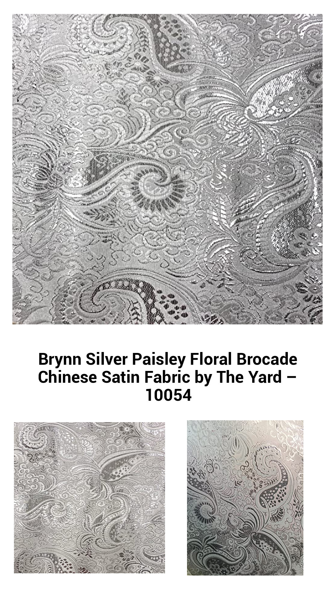 Exquisite Brynn Silver Paisley Floral Brocade Satin Fabric – Luxurious Chinese Textile by the Yard for Elegant Creations