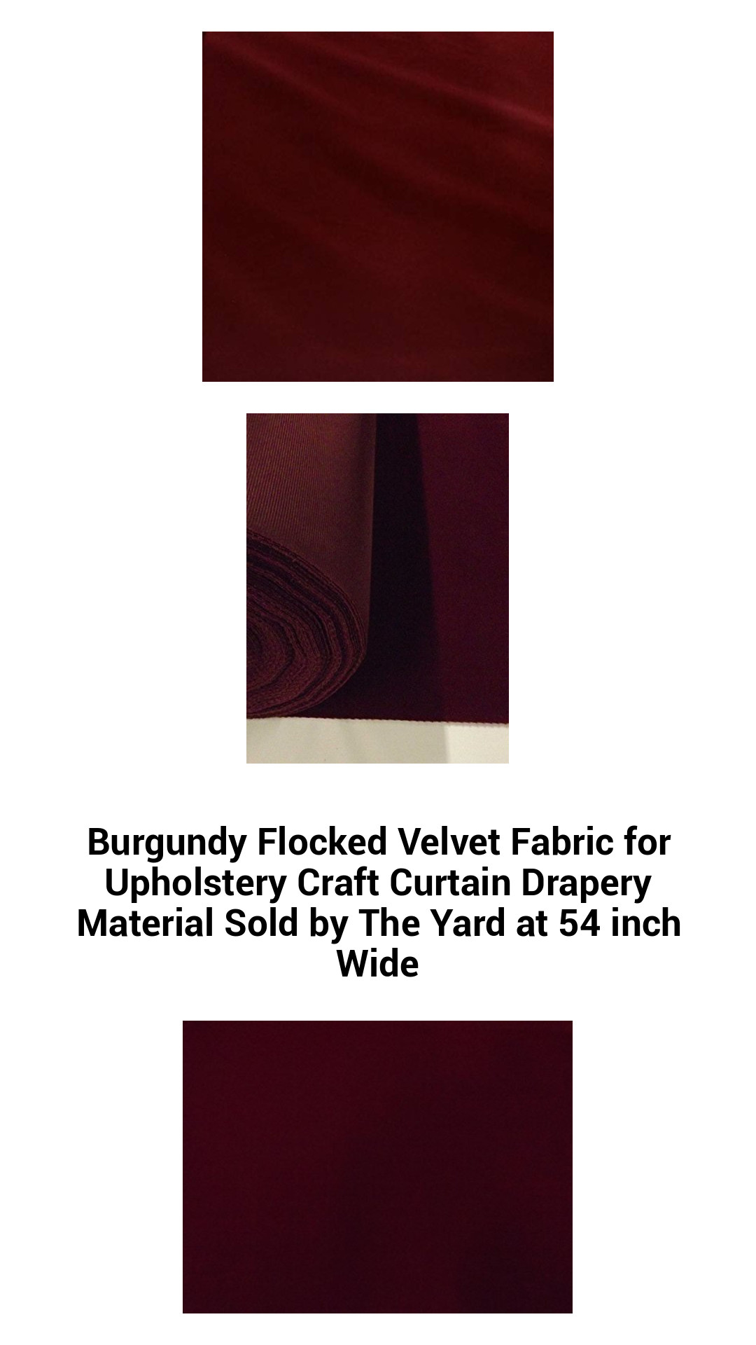 Luxurious Burgundy Flocked Velvet Fabric - Perfect for Upholstery, Crafting, and Drapery - Sold by the Yard, 54 inches Wide
