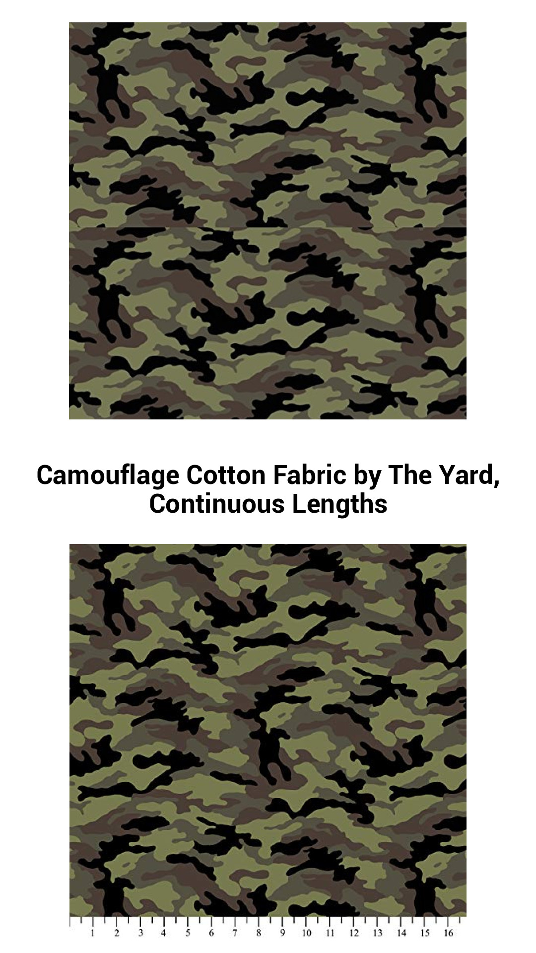 Camouflage Cotton Fabric by The Yard, Continuous Lengths Camouflage Cotton Fabric by The Yard, Continuous Lengths