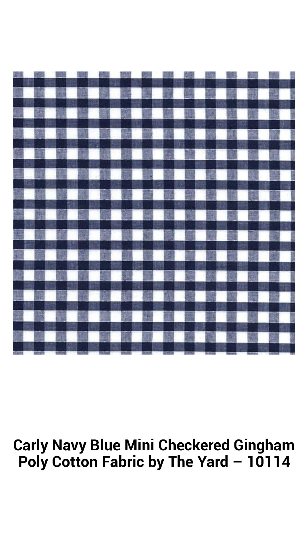 Premium Navy Blue Mini Checkered Gingham Poly Cotton Fabric by the Yard – Versatile, Durable, and Stylish for All Your Sewing Projects