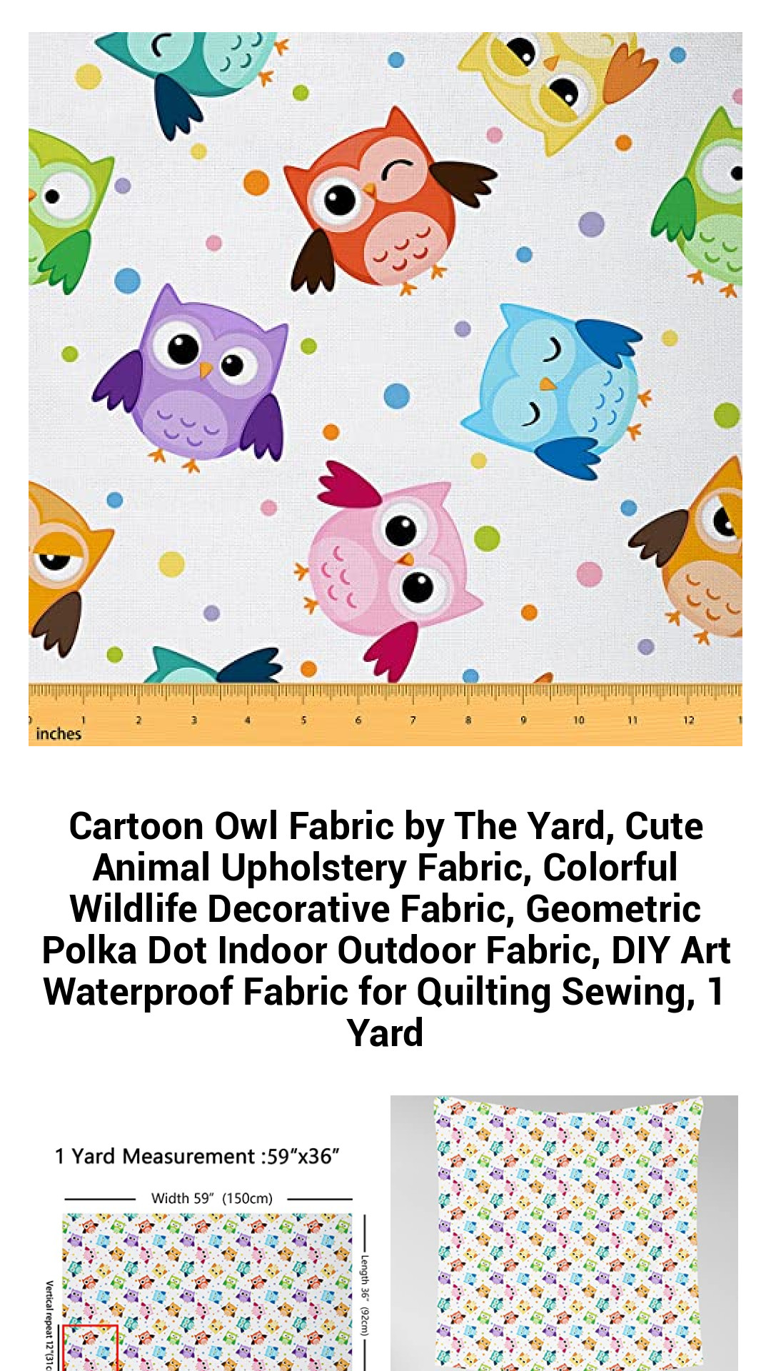 Cartoon Owl Fabric by The Yard, Cute Animal Upholstery Fabric, Colorful Wildlife Decorative Fabric, Geometric Polka Dot Indoor Outdoor Fabric, DIY Art Waterproof Fabric for Quilting Sewing, 1 Yard Cartoon Owl Fabric by The Yard, Cute Animal Upholstery Fabric, Colorful Wildlife Decorative Fabric, Geometric Polka Dot Indoor Outdoor Fabric, DIY Art Waterproof Fabric for Quilting Sewing, 1 Yard
