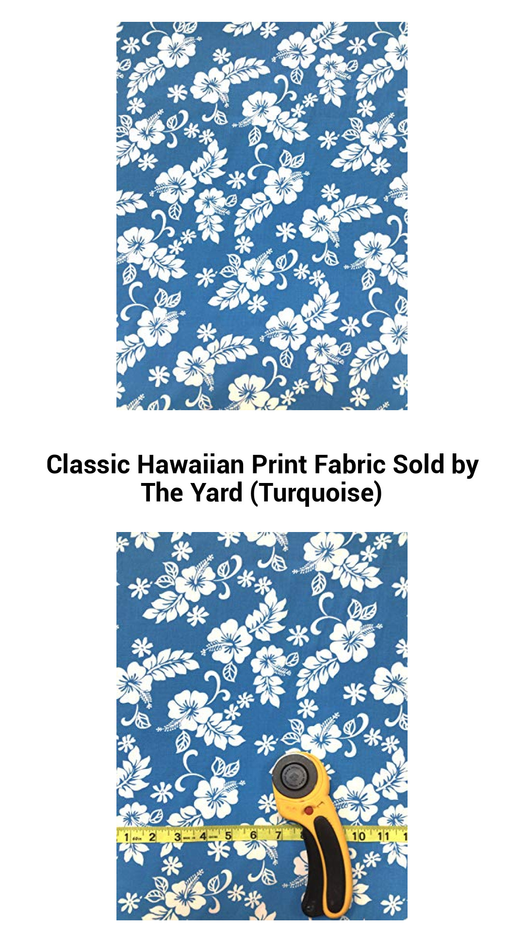 Vibrant Turquoise Hawaiian Print Fabric by the Yard - Perfect for Crafting and Décor
