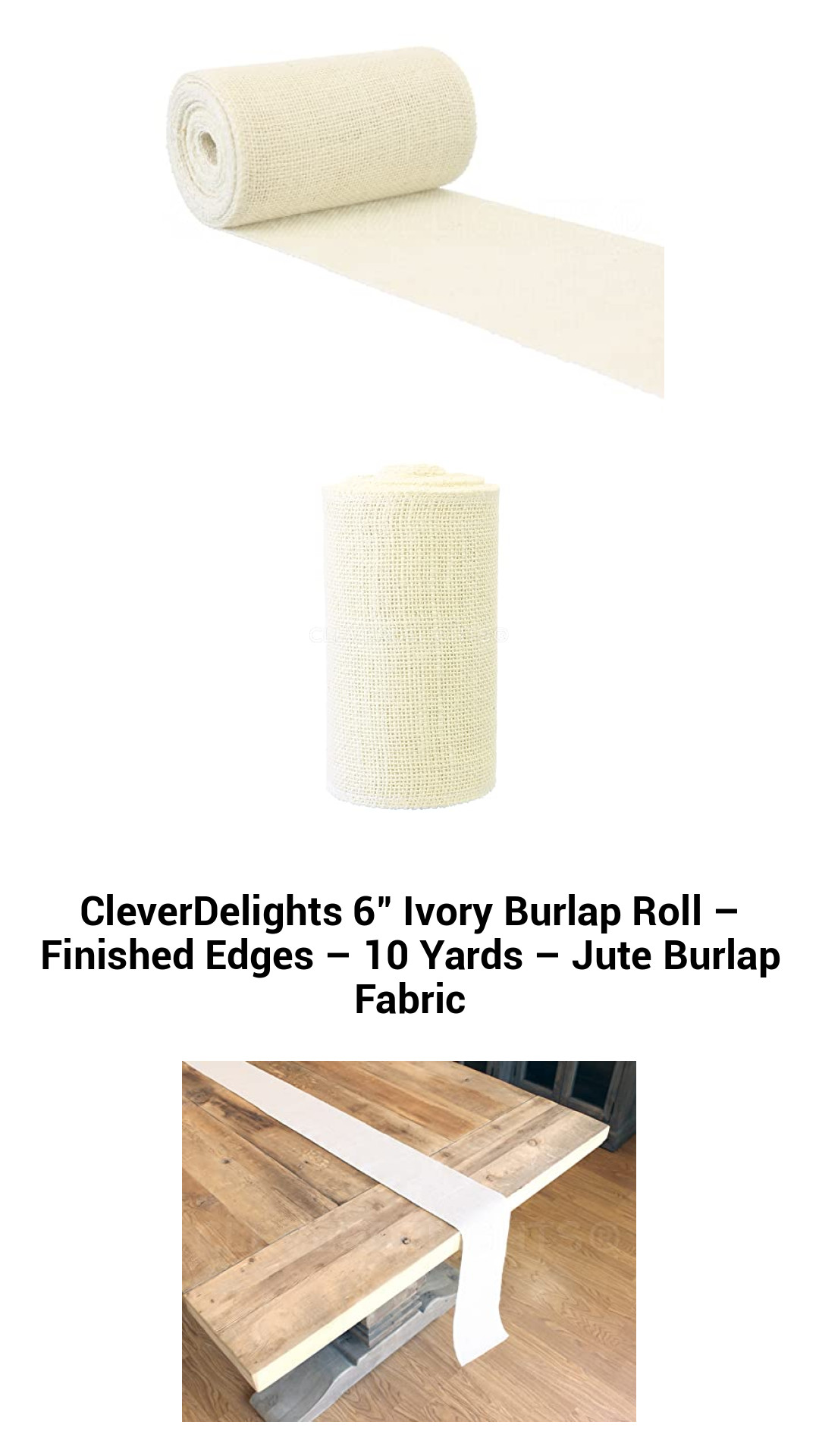 Premium Ivory Jute Burlap Roll – 6” x 10 Yards with Finished Edges for Rustic Decor & Crafting