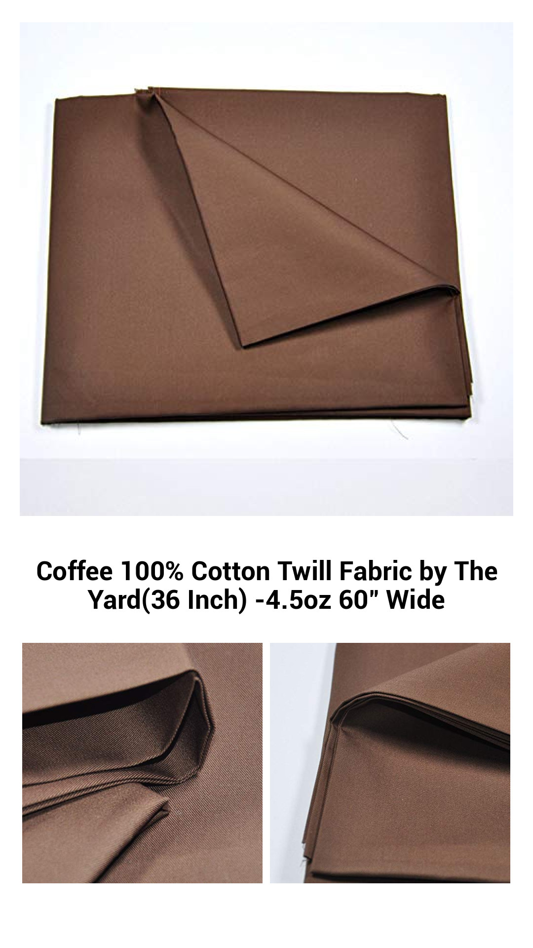 Coffee 100% Cotton Twill Fabric by The Yard(36 Inch) -4.5oz 60" Wide Coffee 100% Cotton Twill Fabric by The Yard(36 Inch) -4.5oz 60" Wide