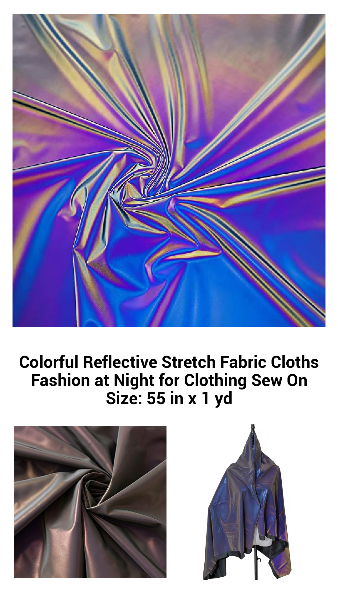 Vibrant Reflective Stretch Fabric for Night Fashion – 55 in x 1 yd of Stylish Safety