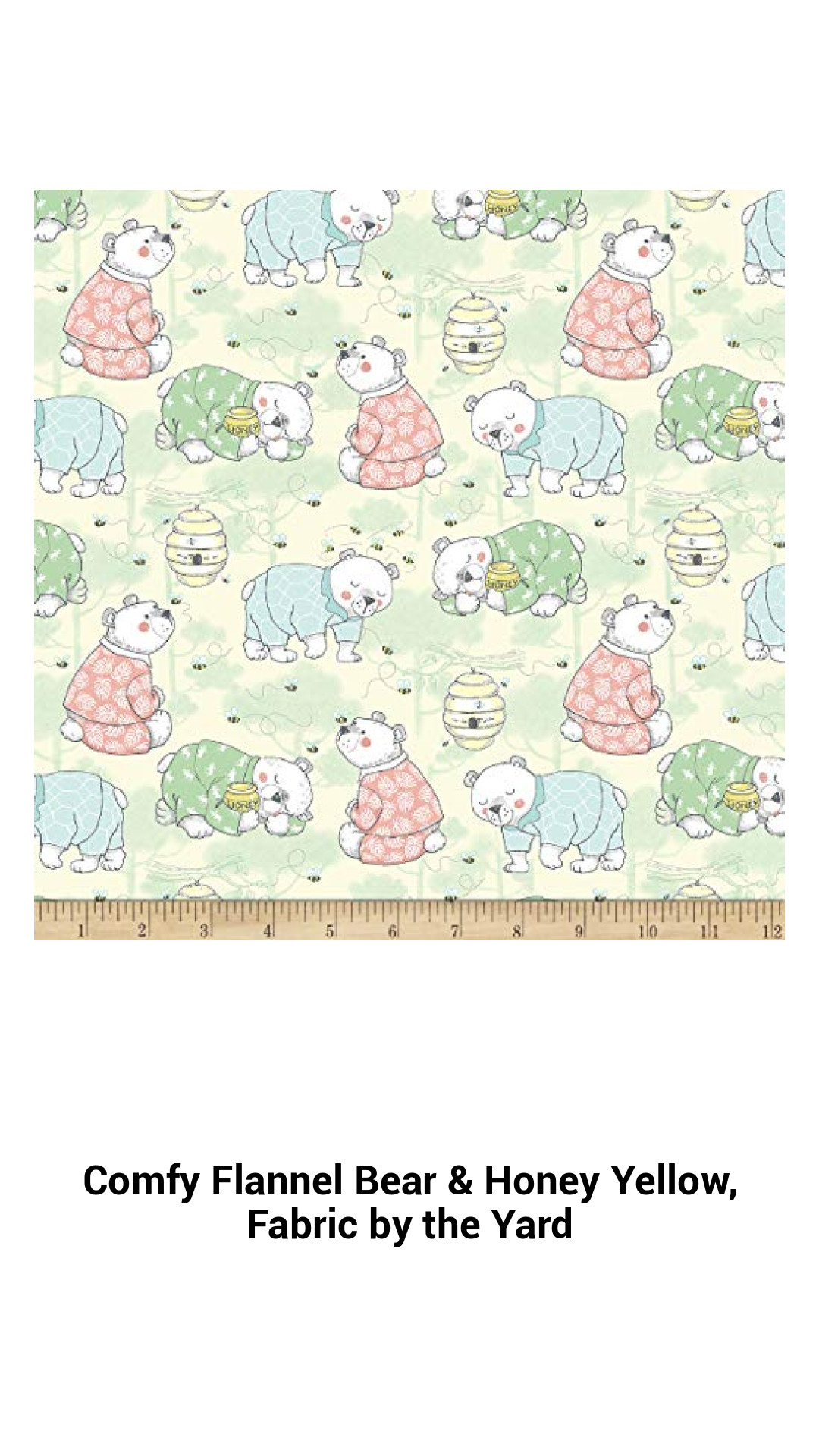Comfy Flannel Bear & Honey Yellow, Fabric by the Yard Comfy Flannel Bear & Honey Yellow, Fabric by the Yard