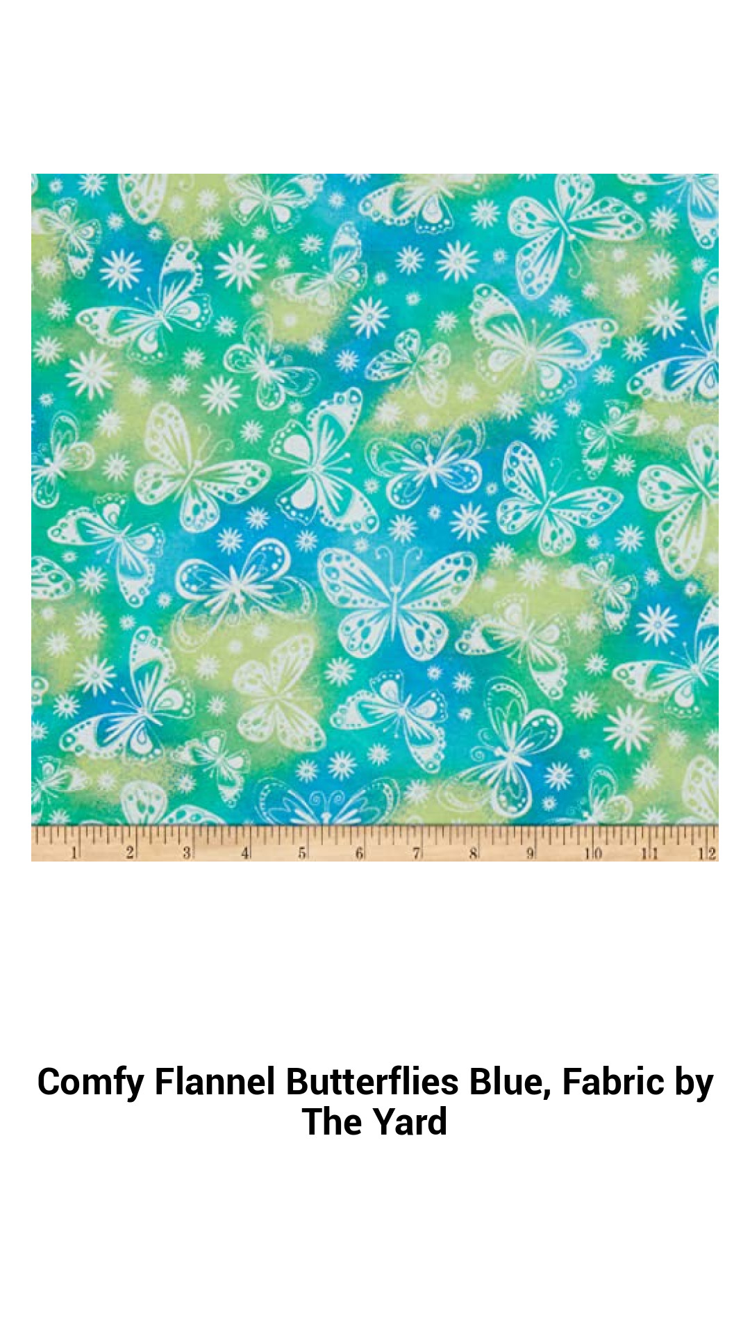 Cozy Blue Flannel Fabric with Charming Butterflies – Perfect for Quilting and Apparel by the Yard