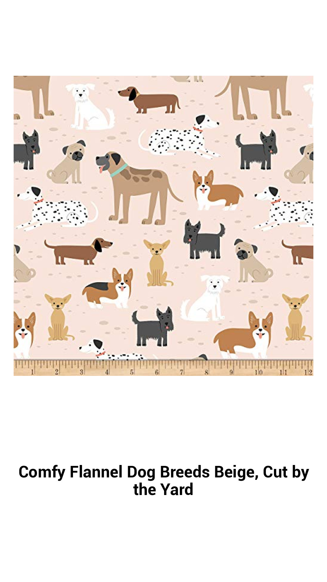 Luxurious Double-Napped Flannel Fabric featuring Adorable Dog Breeds in Beige – Cut by the Yard for Quilting and Apparel