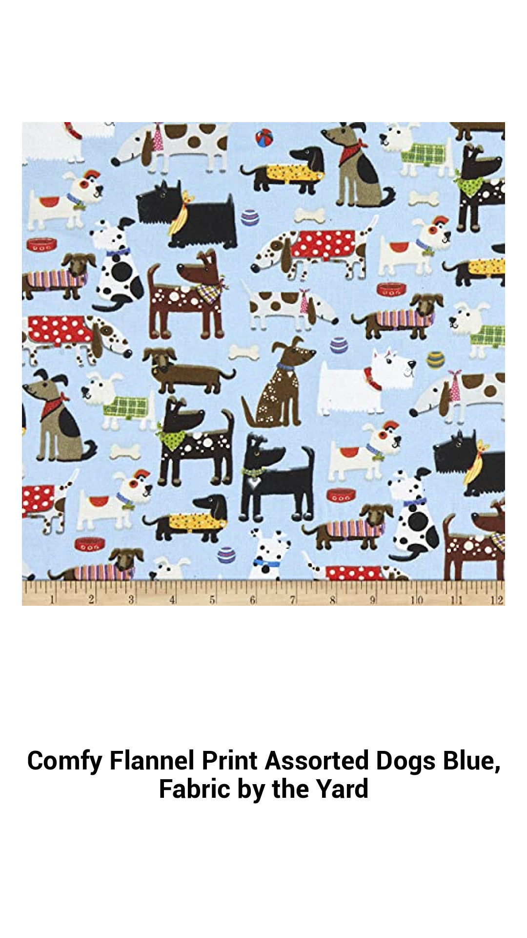 Cozy Blue Flannel Fabric Featuring Adorable Assorted Dog Prints - Perfect for Quilting, Apparel, and Throws