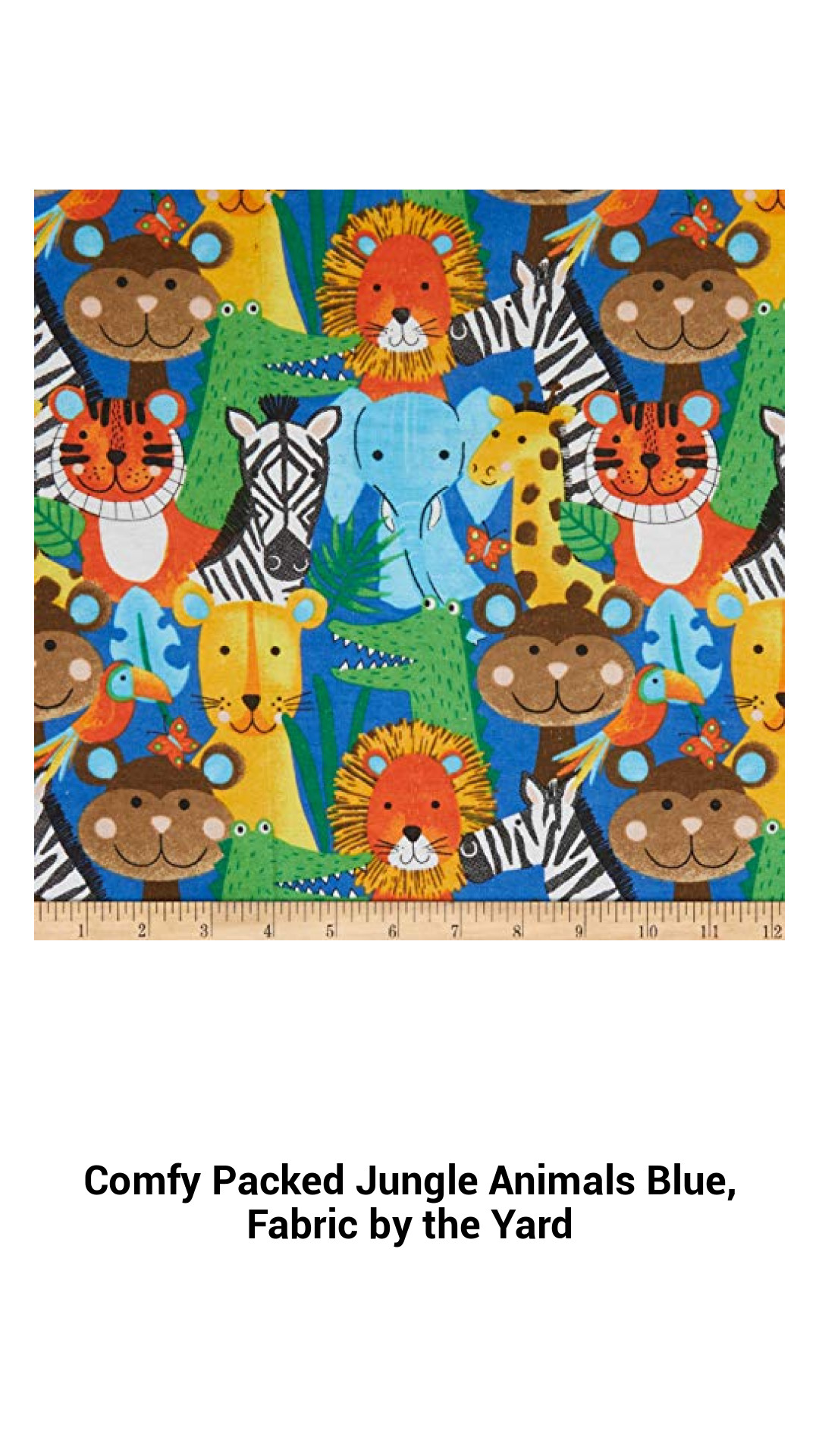 Soft Jungle Friends Flannel Fabric in Blue - Perfect for Quilting, Apparel, and Cozy Throws by the Yard