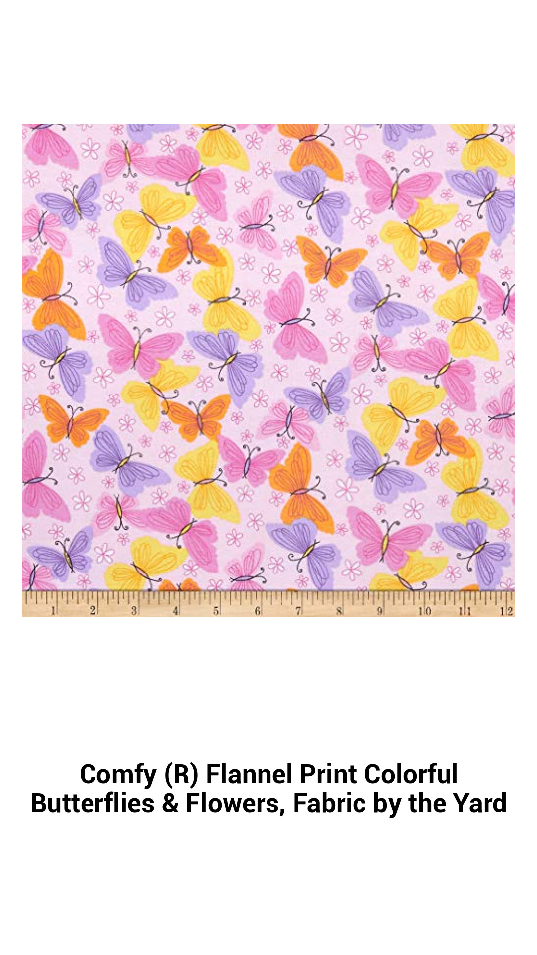 Vibrant Butterfly & Flower Flannel Fabric for Quilting and Clothing - 100% Cotton by the Yard