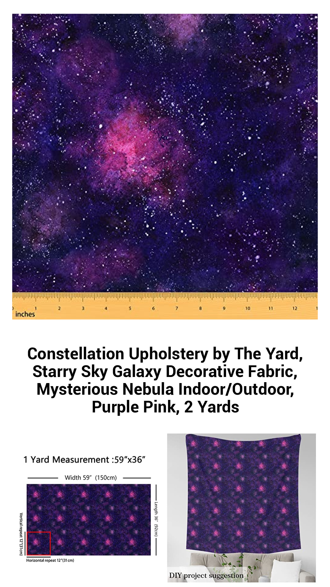 Stunning Starry Sky Galaxy Upholstery Fabric by the Yard - Waterproof & Durable, Perfect for Indoor/Outdoor Decor Projects