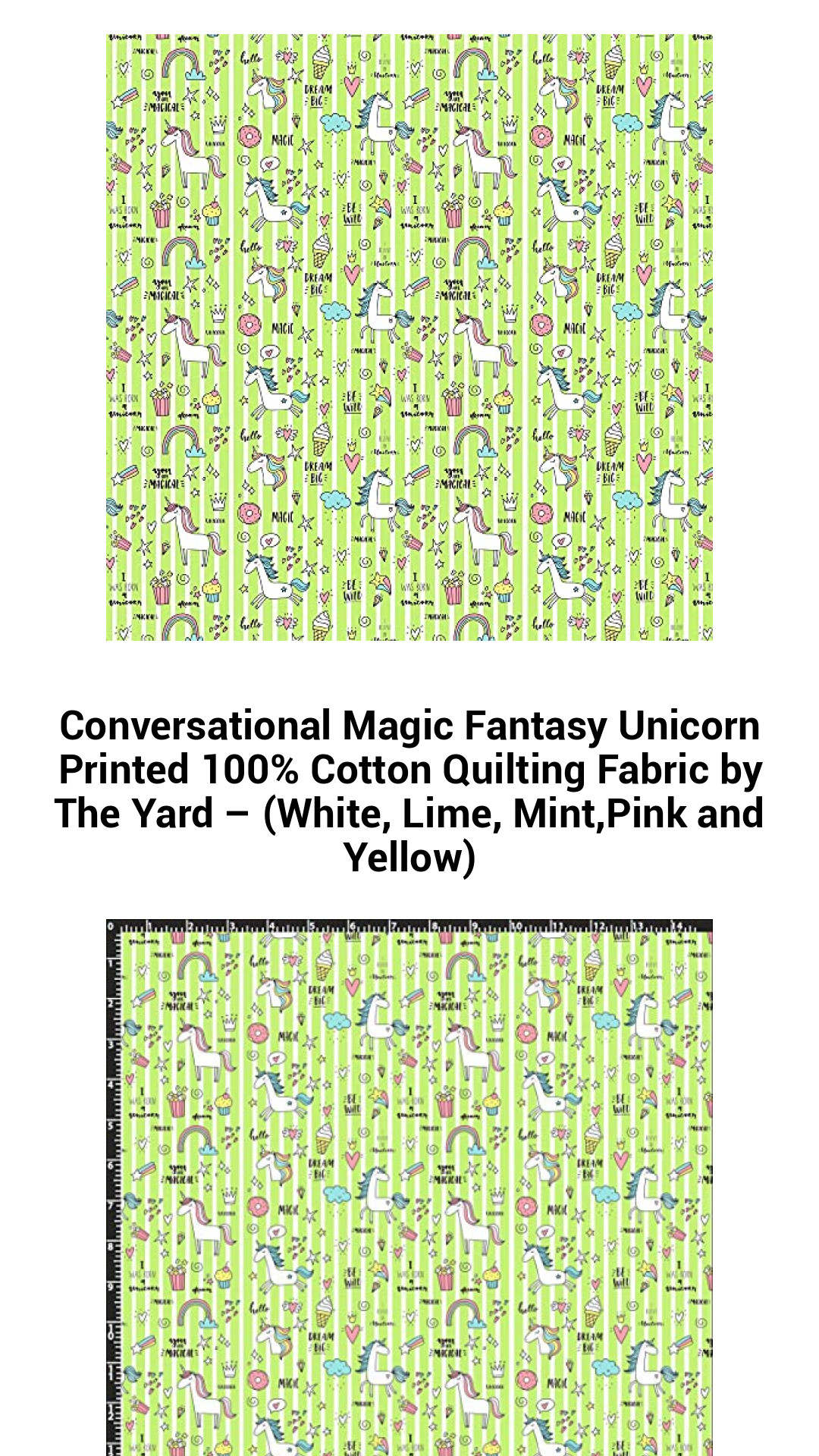 Enchanting Unicorn Fantasy Quilting Fabric in Vibrant Colors - 100% Cotton by the Yard