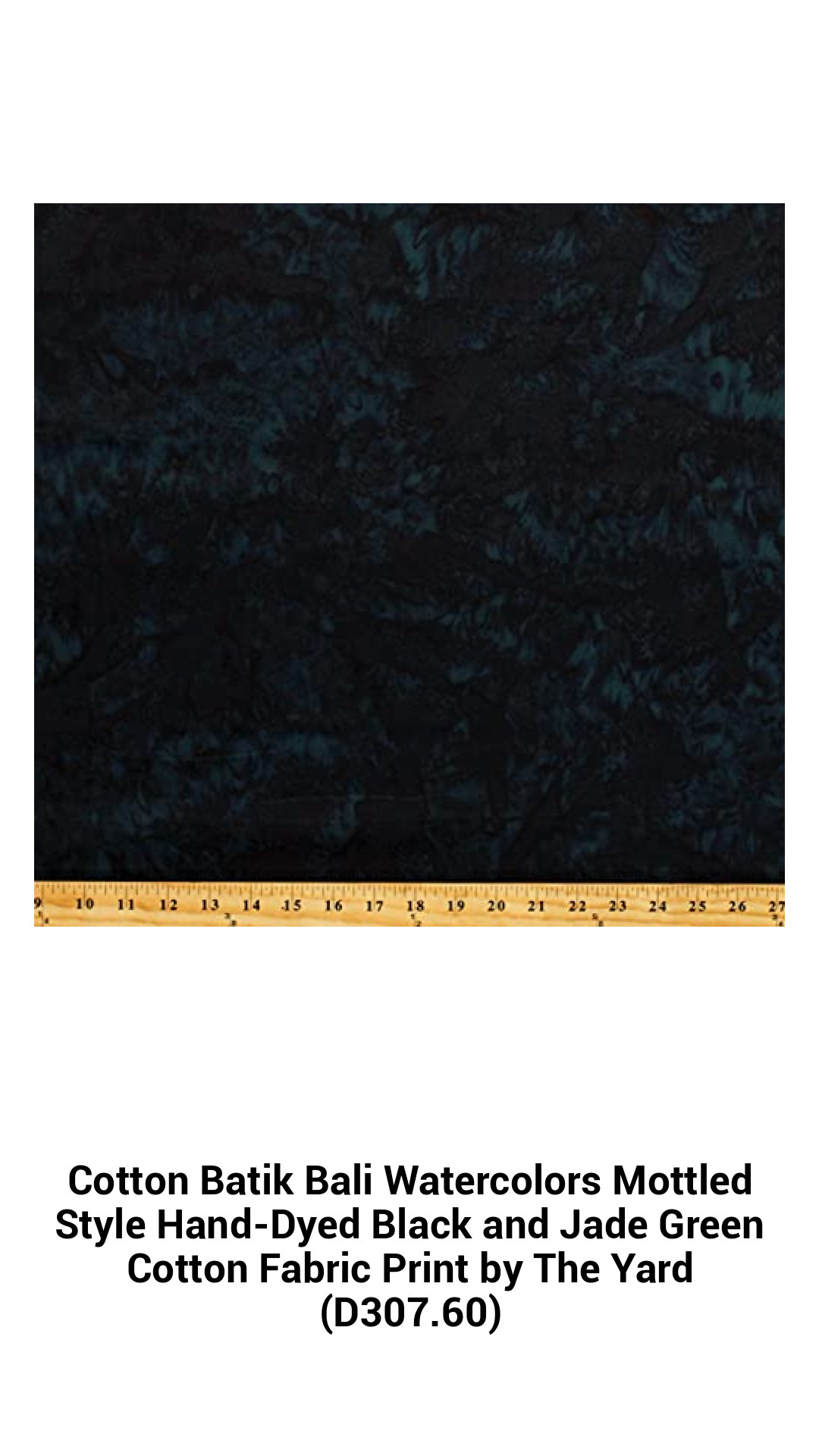 Luxurious Hand-Dyed Cotton Batik Fabric Print in Black and Jade Green - Mottled Watercolor Design Sold by the Yard