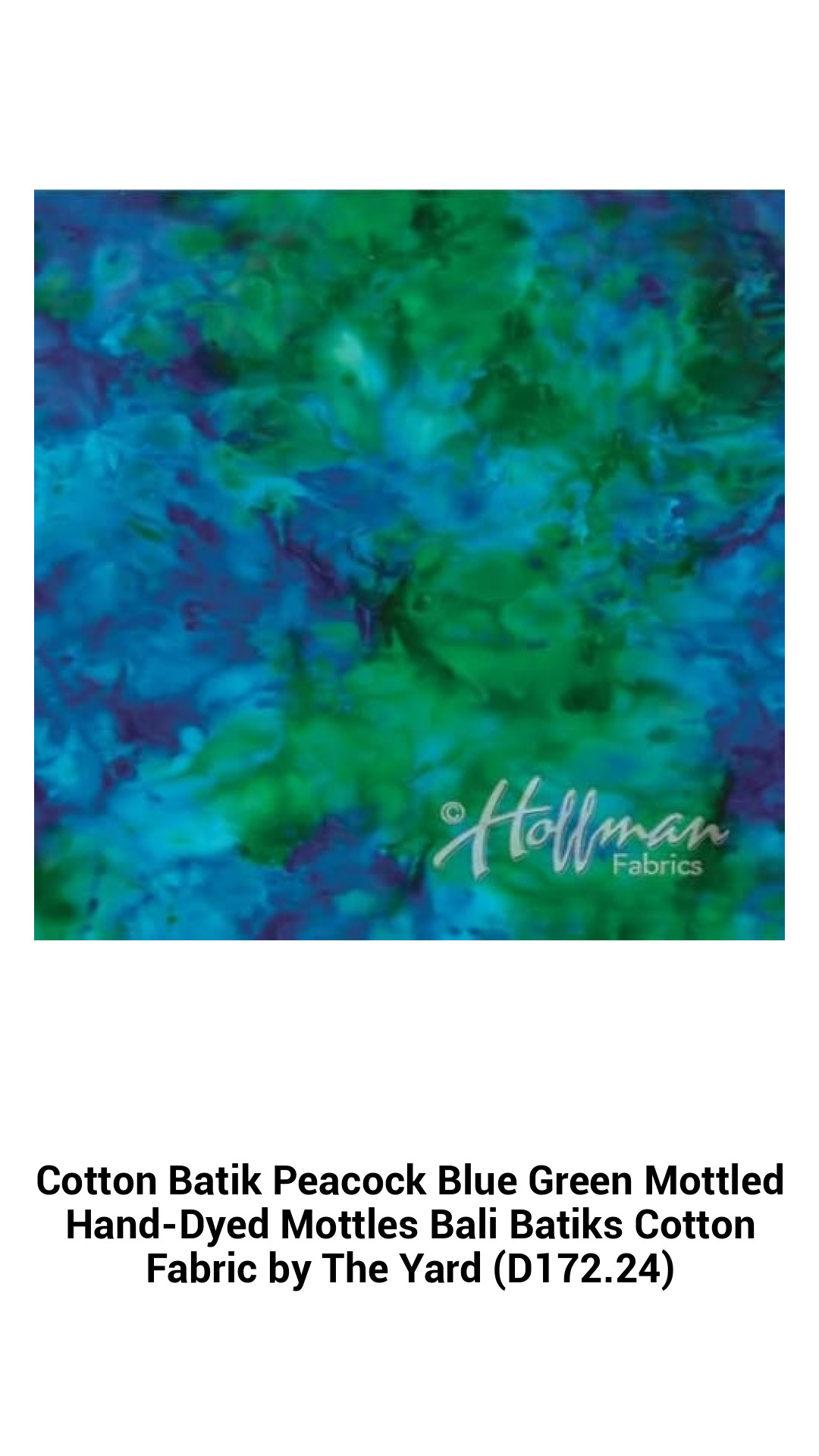 Stunning Peacock Blue Green Hand-Dyed Bali Batik Cotton Fabric – Vibrant Mottled Design by the Yard