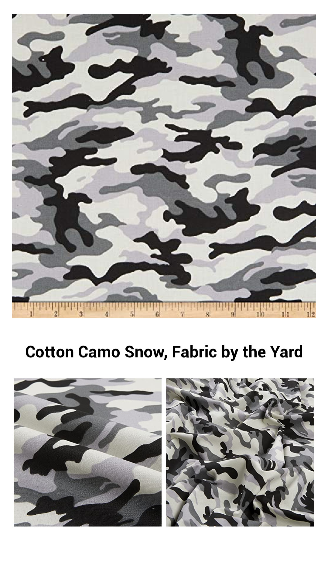 Versatile Cotton Camo Snow Fabric – Perfect for Quilting and Creative Projects by the Yard