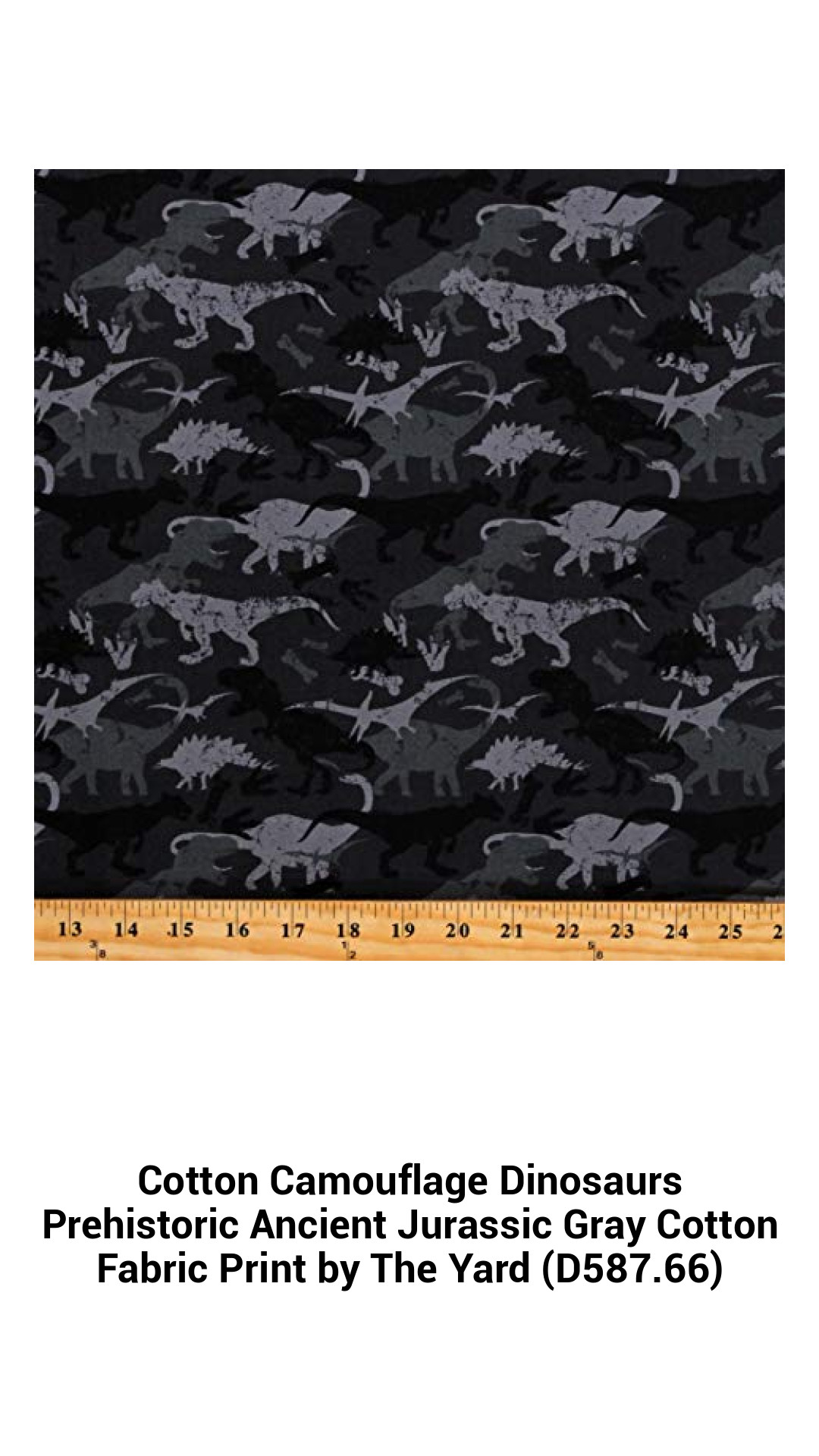 Explore the Wild: Jurassic Gray Cotton Fabric with Camouflage Dinosaurs – Perfect for Quilting and Creative Projects by the Yard