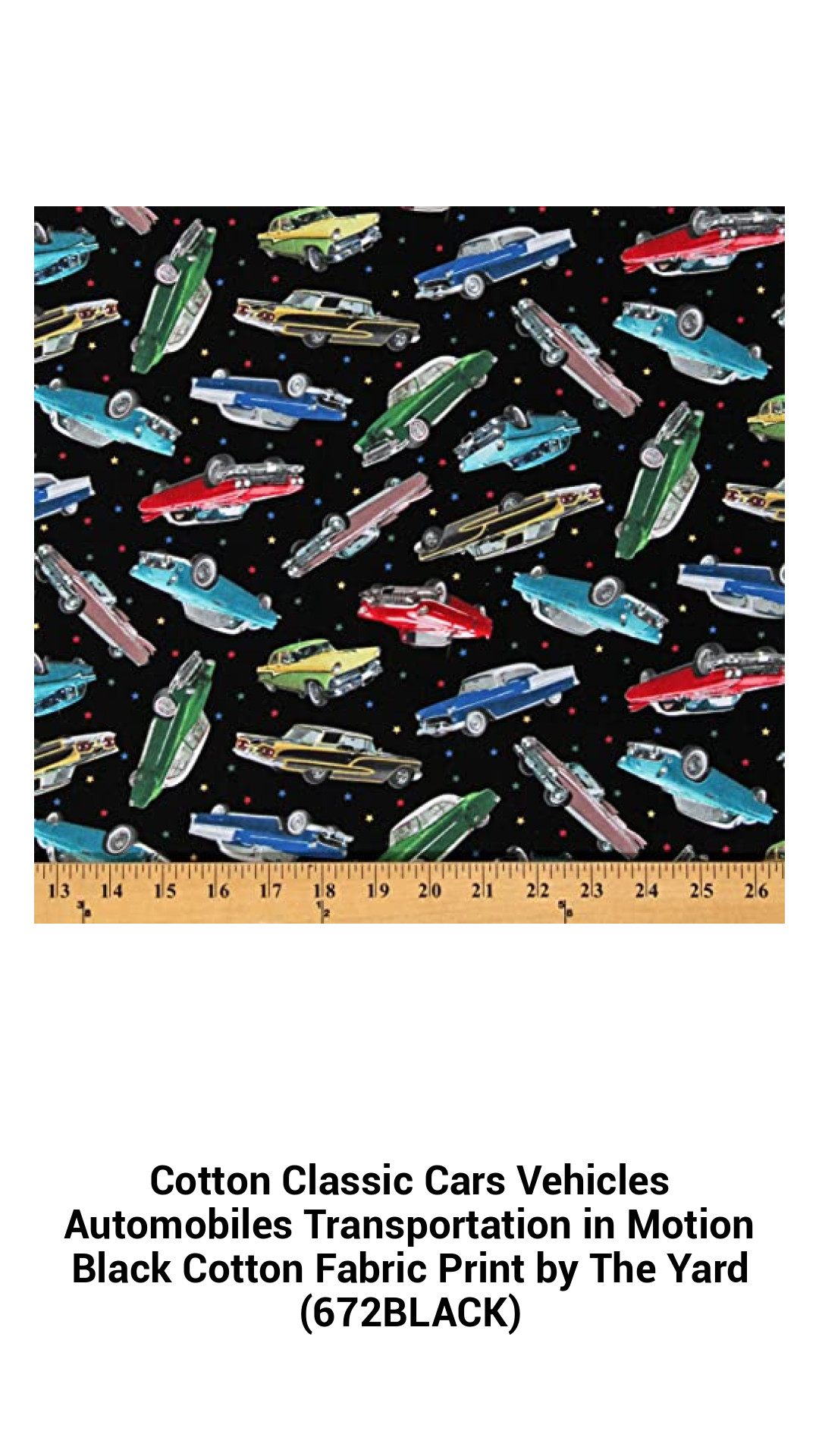 Vintage Classic Cars Cotton Fabric Print - Premium Black Fabric for Creative Projects and Transportation Lovers