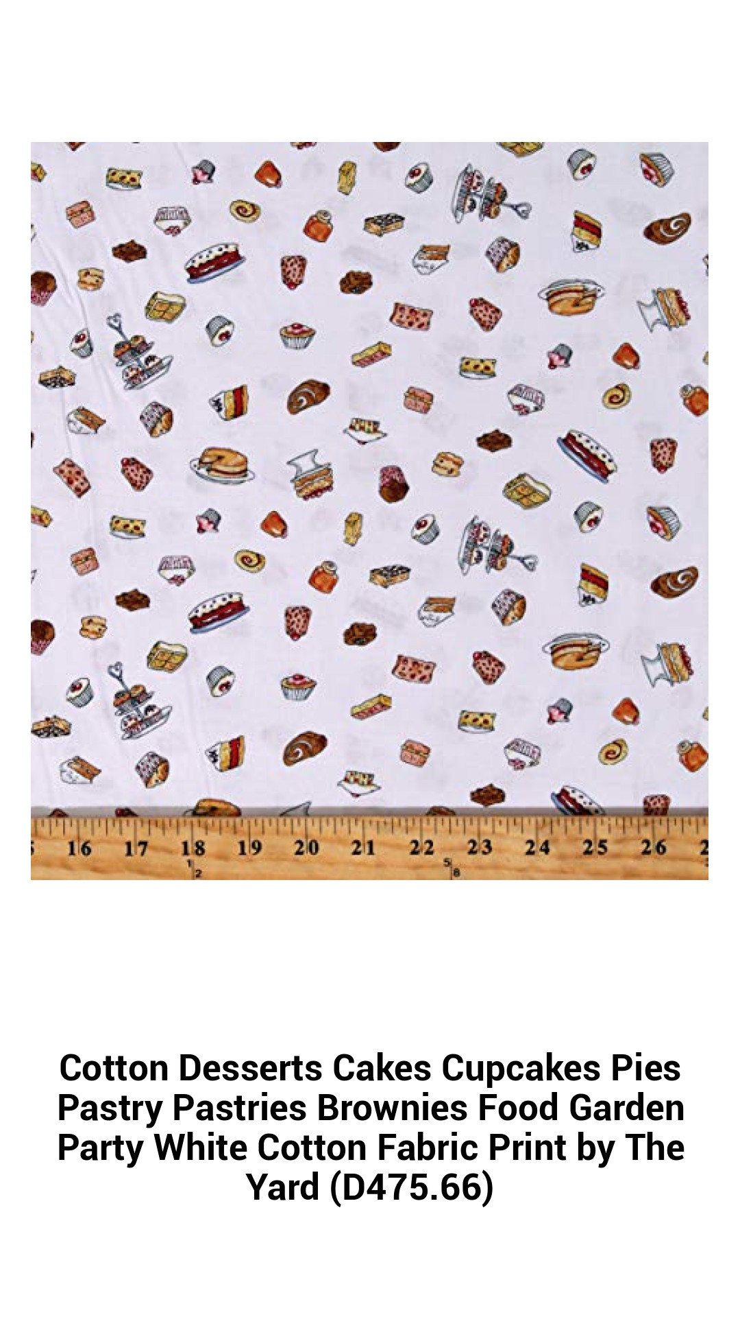 Whimsical Cotton Dessert Fabric - Sweet Treats Garden Party Print by the Yard for Creative Sewing Projects