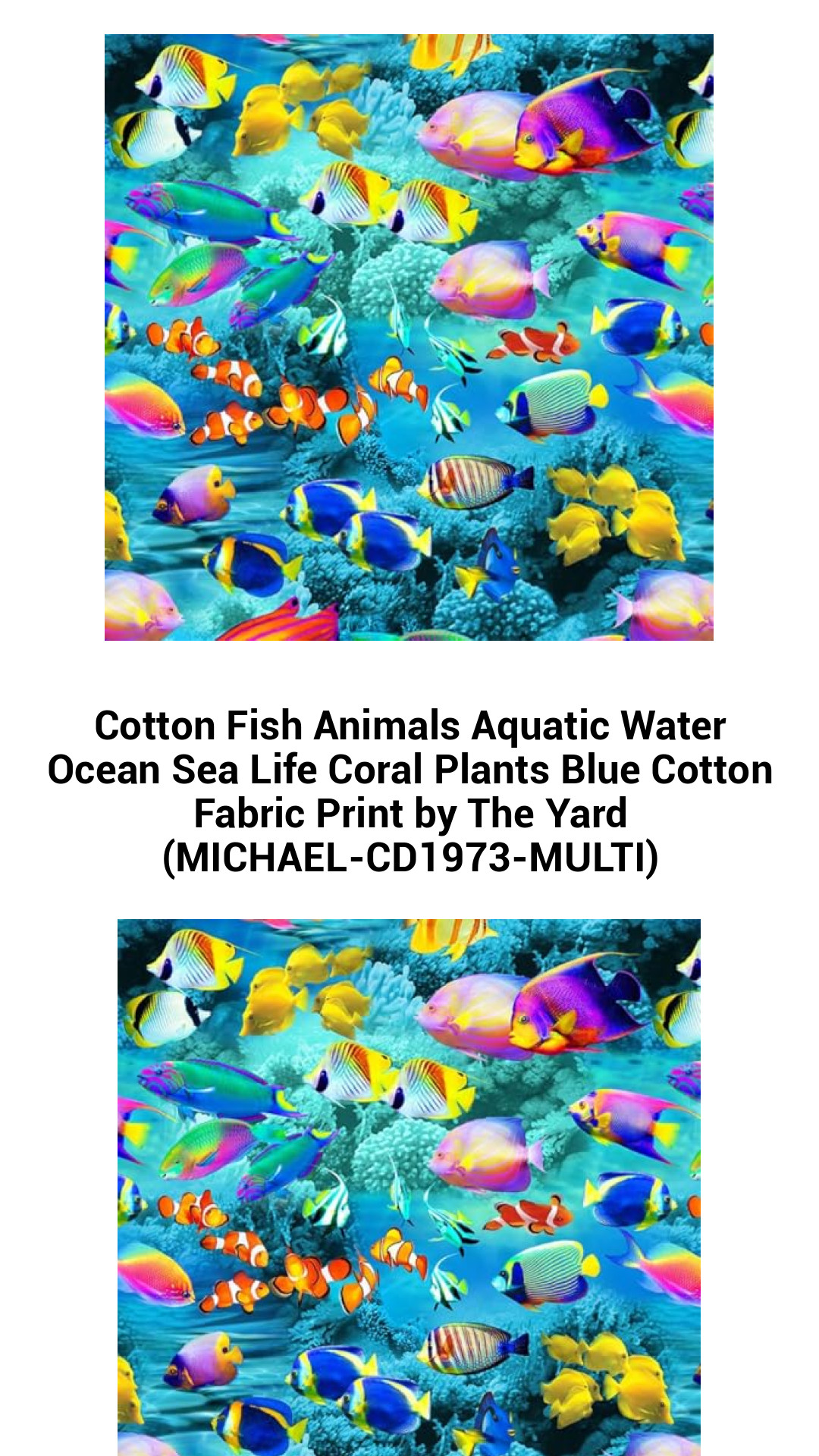 Cotton Fish Animals Aquatic Water Ocean Sea Life Coral Plants Blue Cotton Fabric Print by The Yard (MICHAEL-CD1973-MULTI) Cotton Fish Animals Aquatic Water Ocean Sea Life Coral Plants Blue Cotton Fabric Print by The Yard (MICHAEL-CD1973-MULTI)