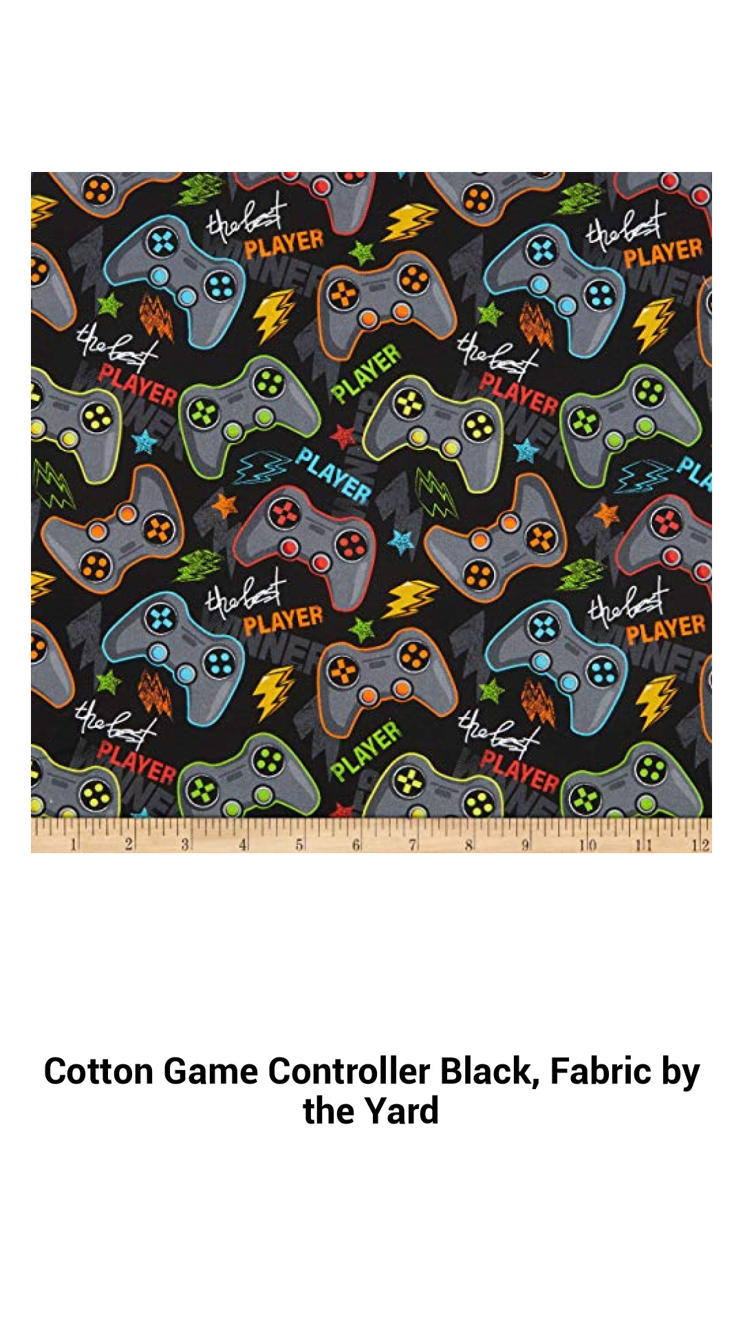 Premium Game Controller Cotton Fabric - Versatile Black Print for Creative Projects by the Yard