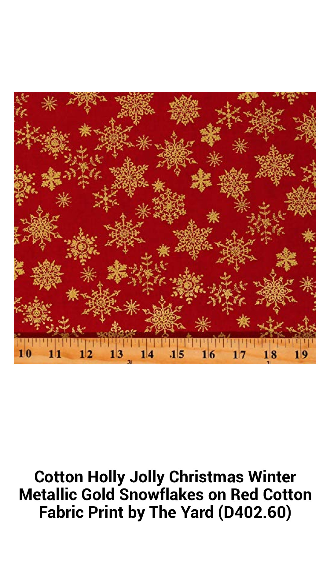 Enchanting Holiday Red Cotton Fabric with Shimmering Gold Snowflakes - Perfect for Festive Crafts and Decor by the Yard